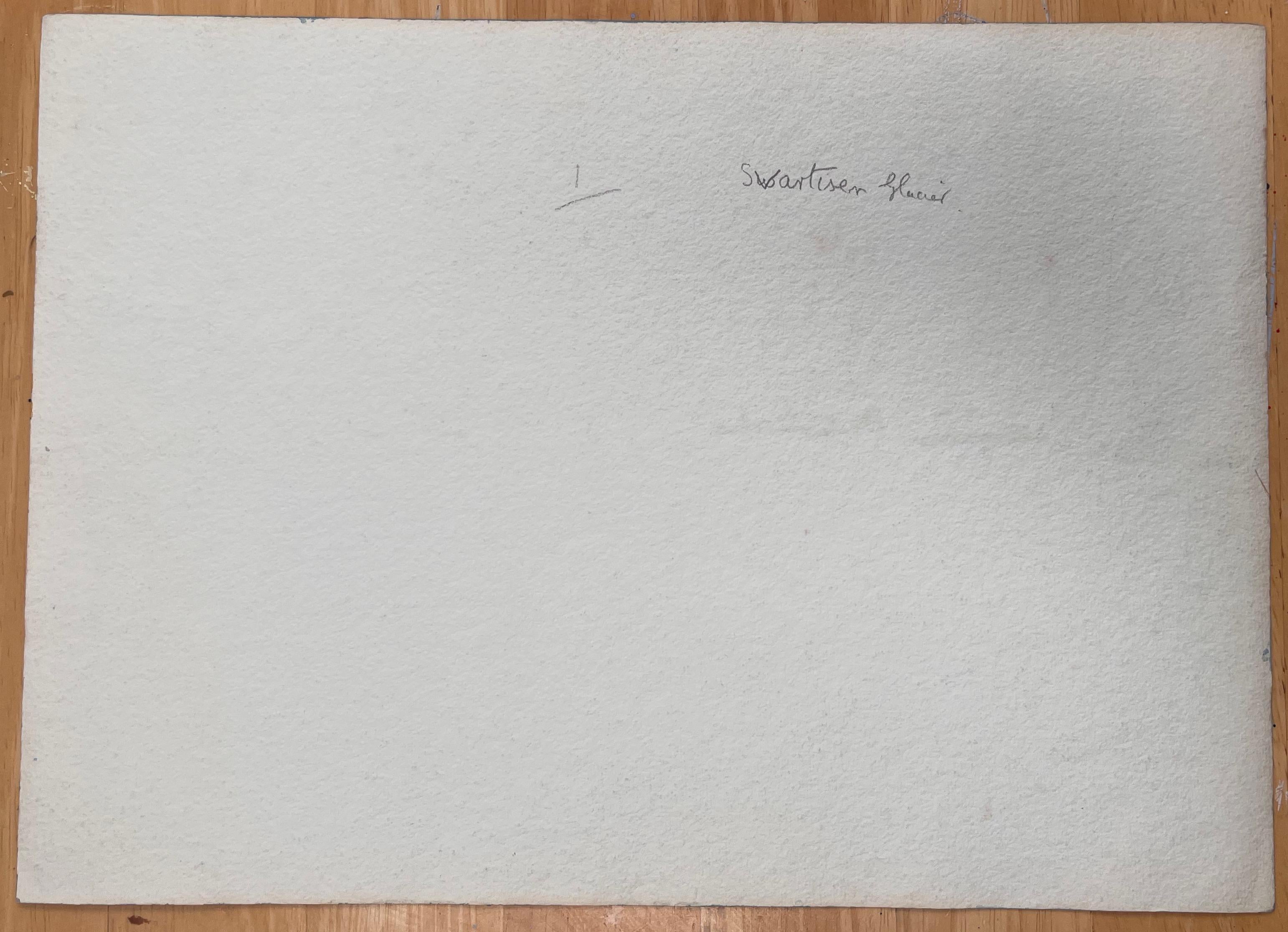 Acquerello topografico inglese finemente dettagliato del ghiacciaio Svartisen in Norvegia in vendita 1