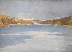 Fein detaillierte britische Aquarell-Topographie des Svartisen-Gletschers in Norwegen