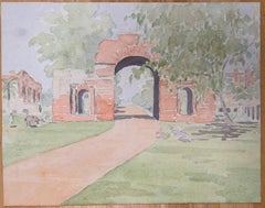 Finely Detailed British Watercolor Topographical of The Baillie Guard Gate