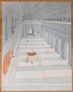 Finely Detailed British Watercolor Topographical of The Great Imambara