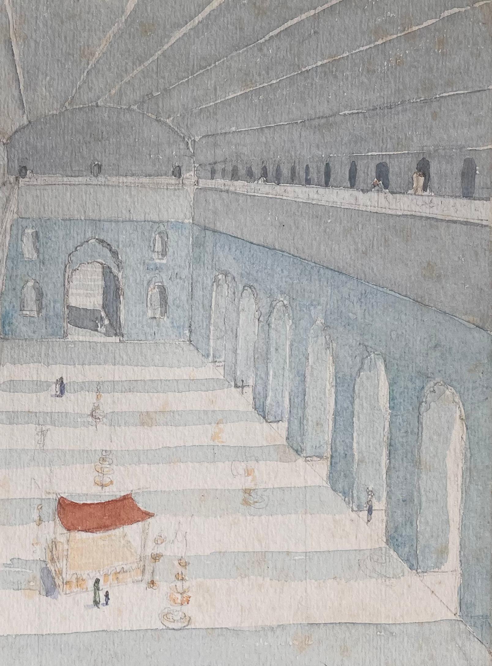 Medium: Acquerello su carta, senza cornice
Dimensioni: 11,25 pollici (altezza) x 9 pollici (larghezza)
Firmato: No
Condit: Condizioni buone, con alcuni piccoli segni di foxing visibili.
Provenienza: Collezione privata

Descrizione:
Descrizione: