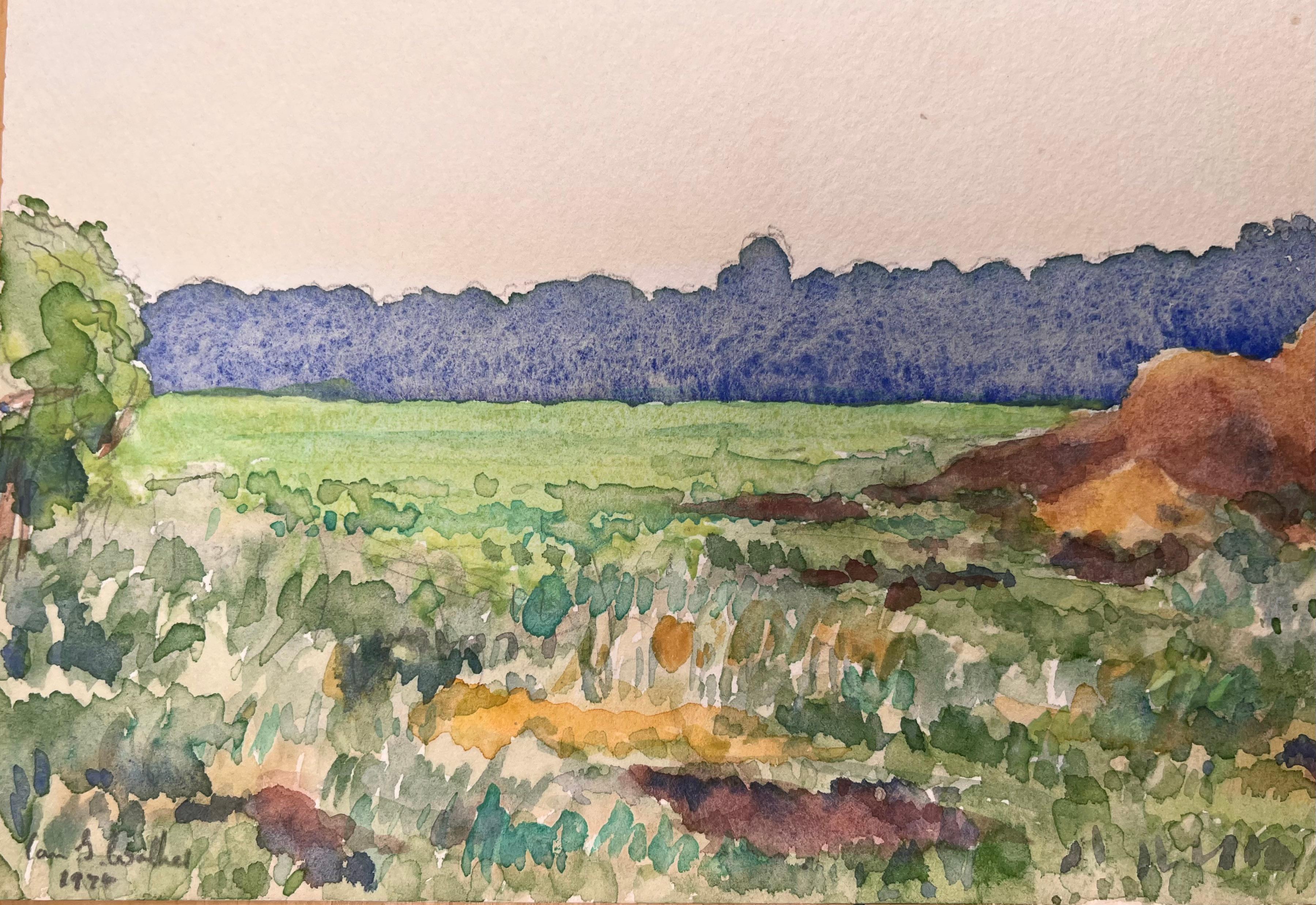 Medium: Watercolour on paper, unframed
Size: 7 inches (height) x 9.75 inches (width)
Signed: Yes
Condition: Sound condition, with some minor signs of foxing visible
Provenance: Private collection

Description:
This watercolor by Ian G. Walker