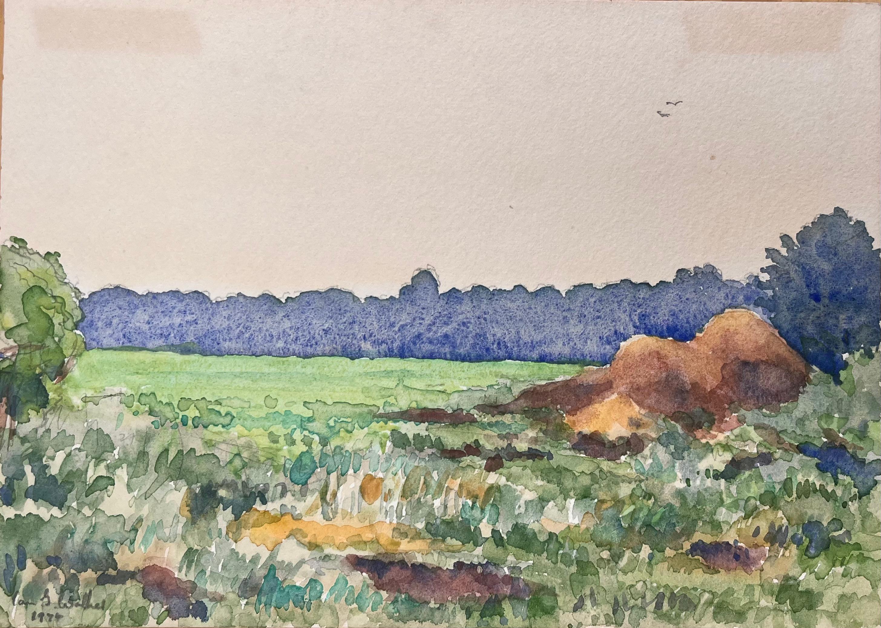 Finely Detailed British Watercolor Topographical the Top of Dunsmore Lane