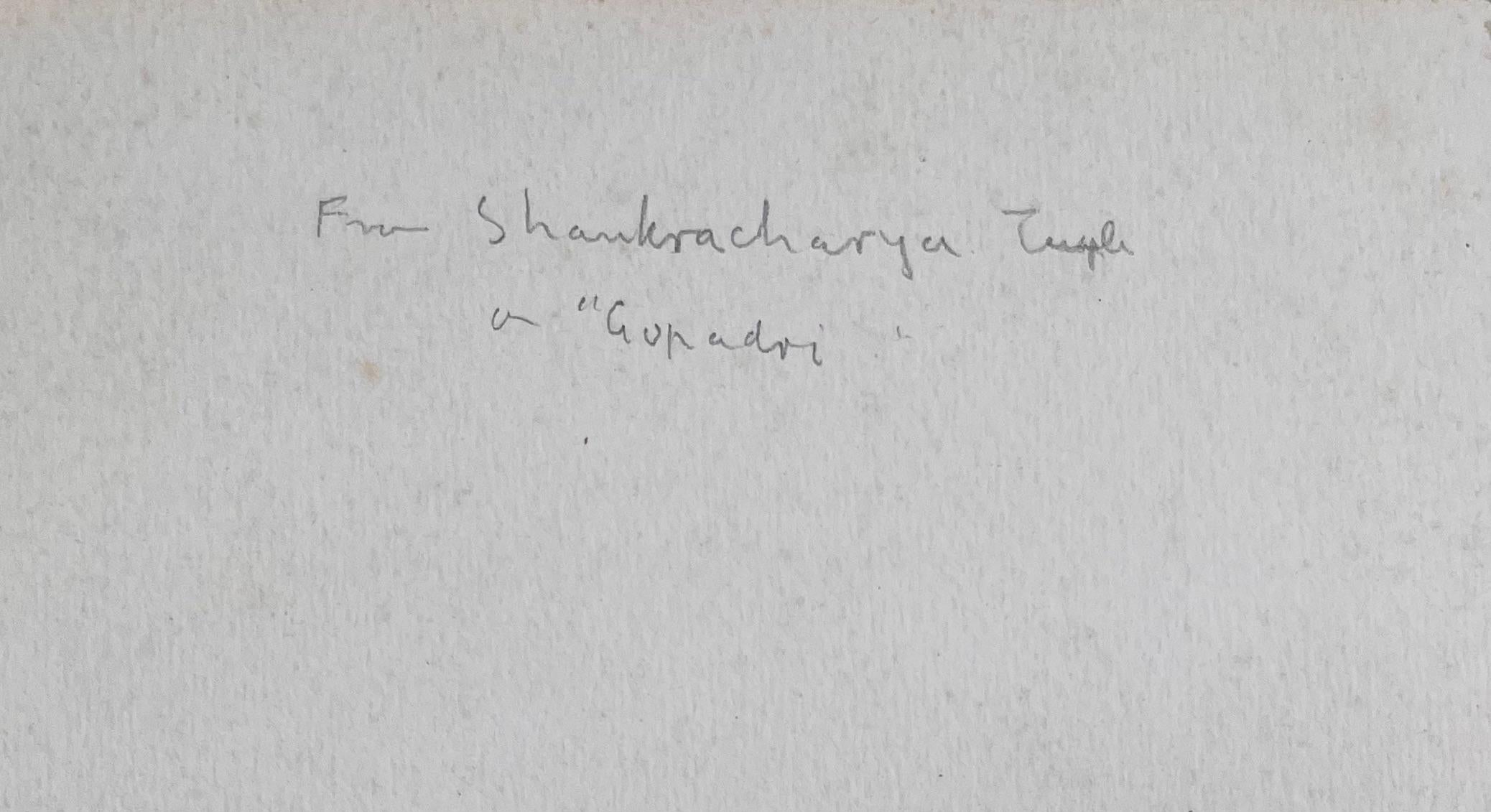 Veduta topografica acquerellata britannica finemente dettagliata dal tempio di Shankaracharya in vendita 2