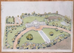 Finely Detailed Watercolor Topographical of Design for the Governor of Pakistan