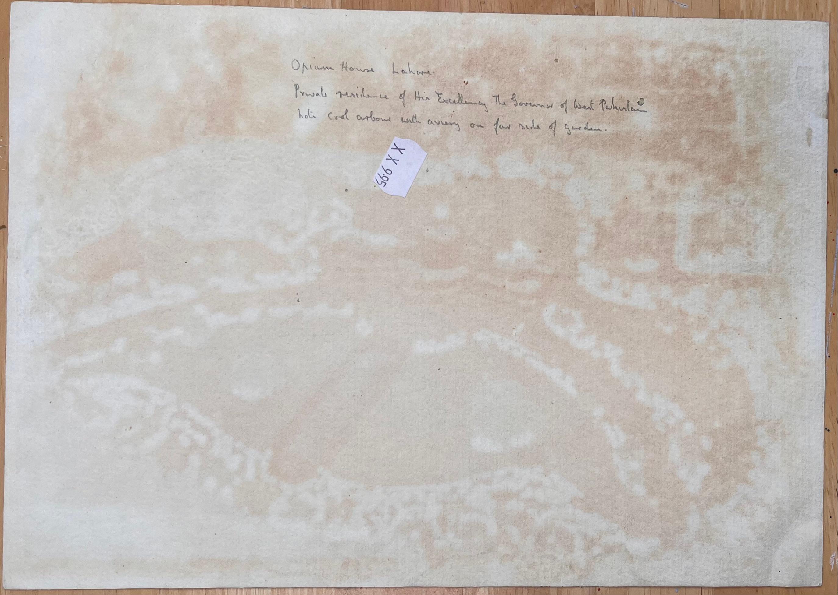 Fein detaillierte Aquarelltopografie des Designs für den Gouverneur von Pakistan im Angebot 2