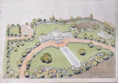 Aquarelle topographique finement détaillée du dessin du gouverneur du Pakistan