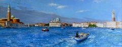 Approaching the City - venetian waterscape landscape contemporary impressionism 