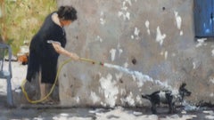 Greek Heatwave - original Holiday landscape oil painting greek oil painting art