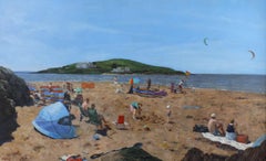 Looking Towards Burgh Island - ocean landscape painting contemporary Art 21st C