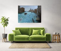 Peinture du Grand Canal - art contemporain réaliste original - peinture de paysage urbain