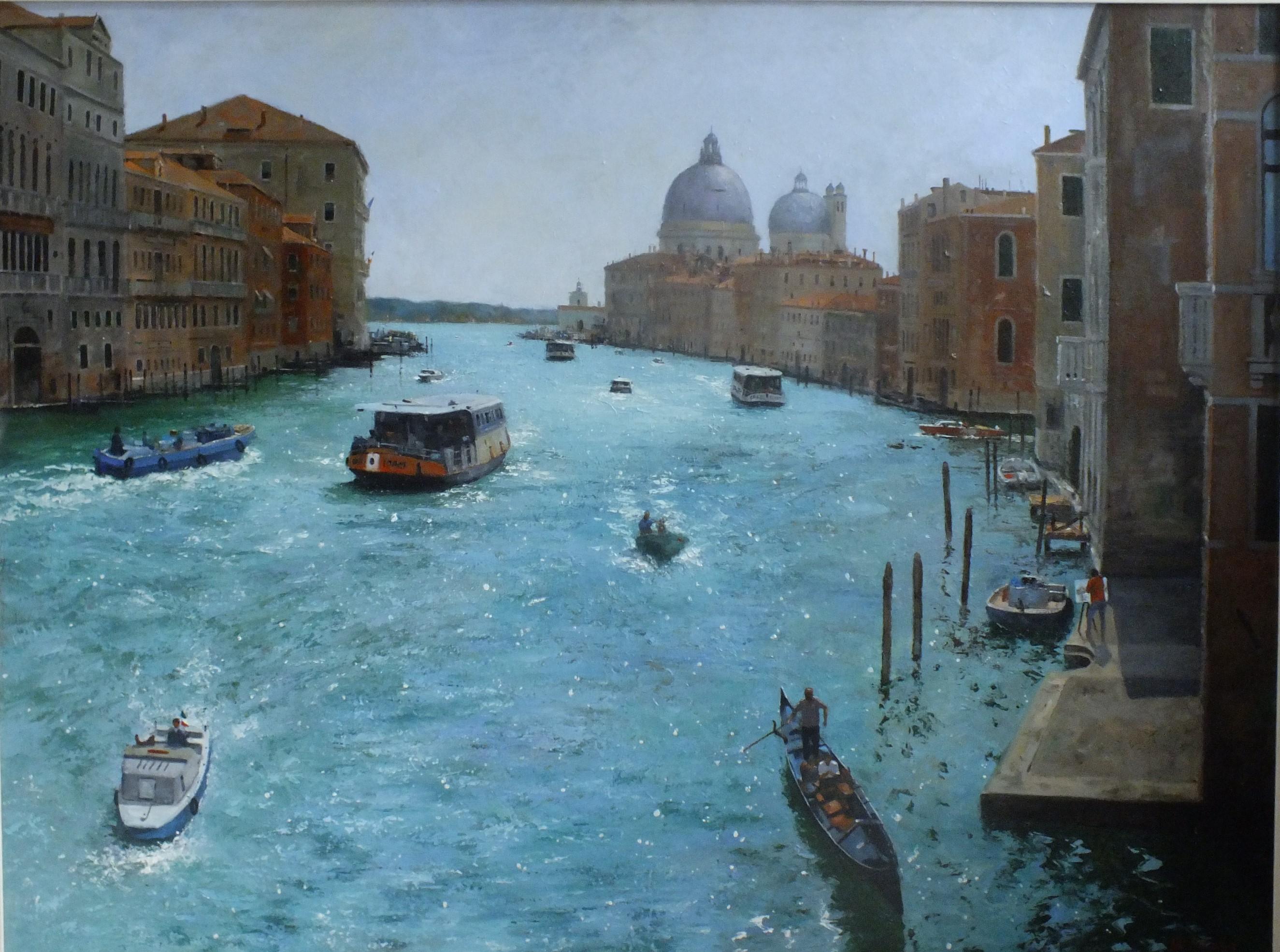 Painting the Grand Canal - original realism contemporary art- cityscape painting