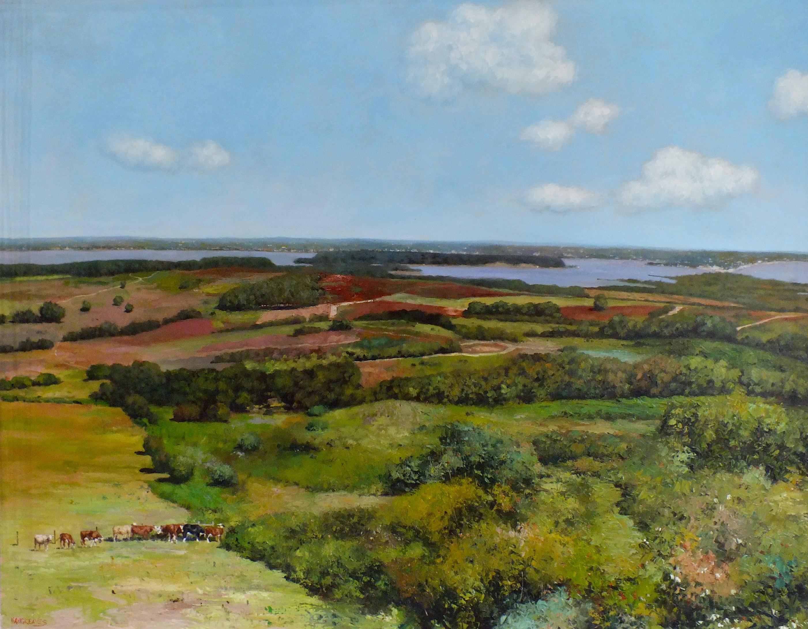 Purbeck Viewpoint- original realism contemporary artwork - cityscape painting