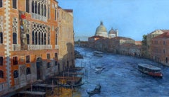 Venice, Creeping Shadows - Original landscape painting modern water 21st century