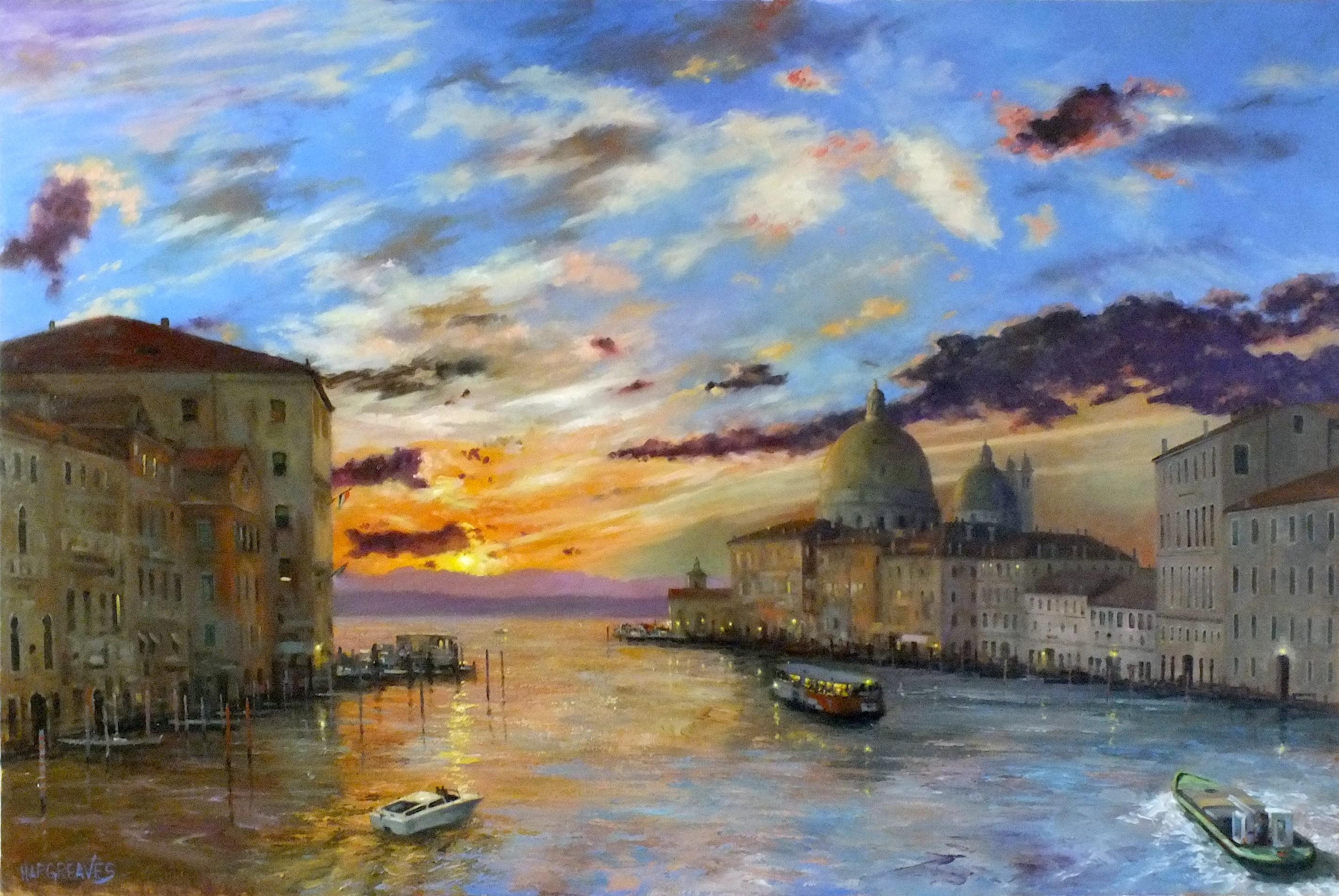 Venice-Risers III -original impressionism seascape oil painting-contemporary Art - Painting by Ian Hargreaves