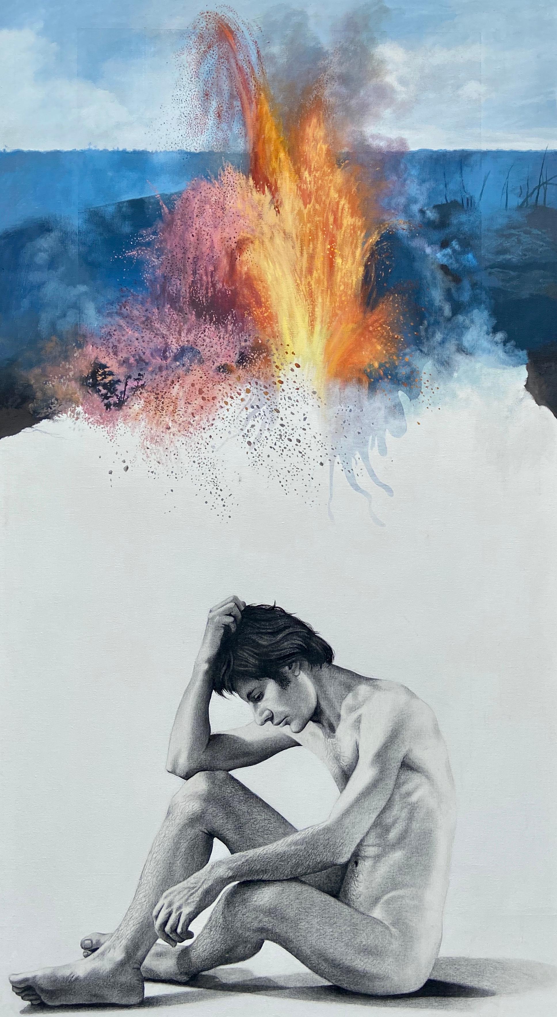 Landscape Painting di Ian Hornak - Figura, Vulcano