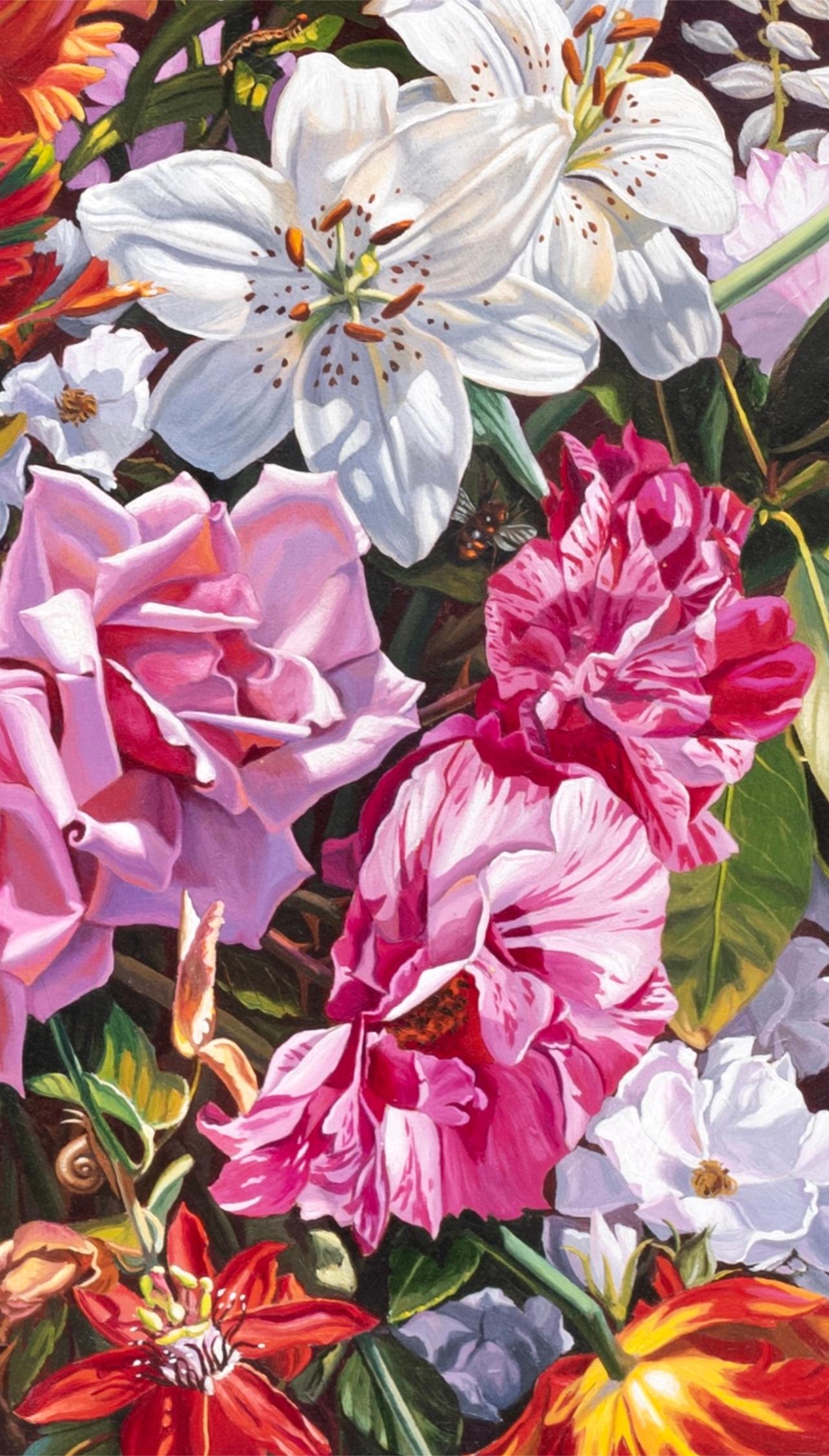 “Flower Piece with Storm, ” Photorealism & Hyperrealism - Painting by Ian Hornak