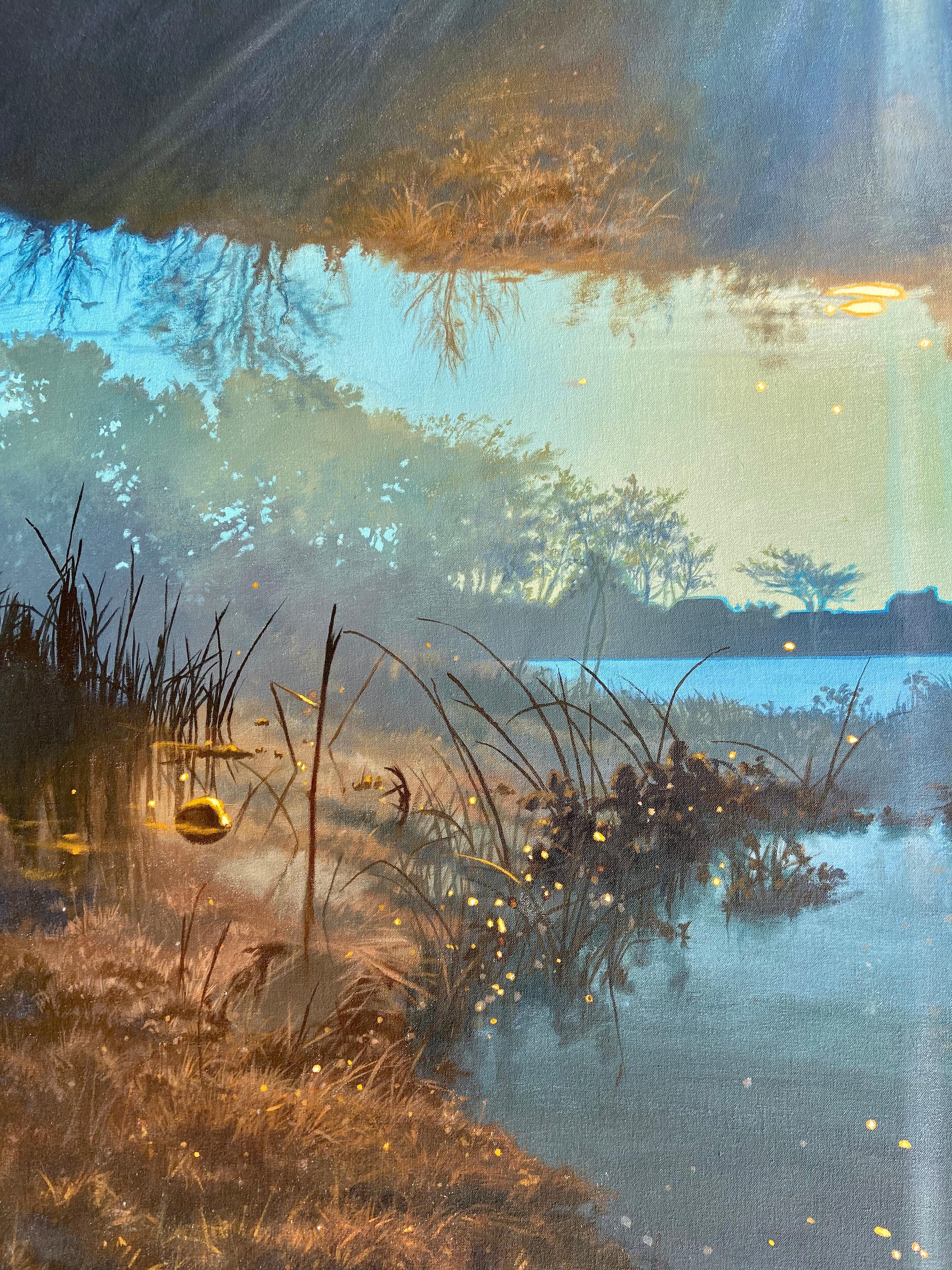 Georgica-Teich am Sonnenuntergang (East Hampton, New York) (Blau), Abstract Painting, von Ian Hornak
