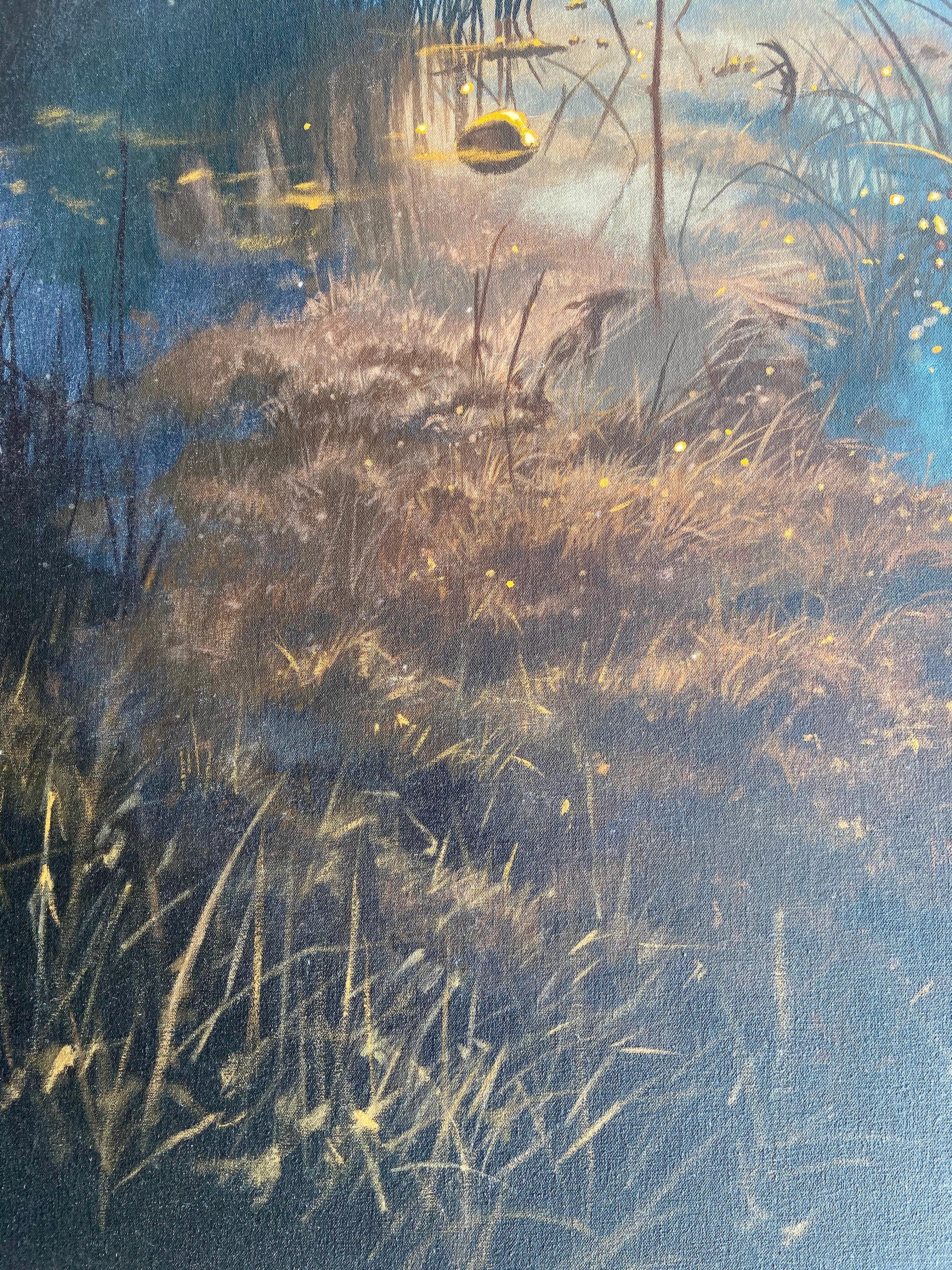 Georgica Pond at Sunset (East Hampton, New York) - Photorealist Painting by Ian Hornak