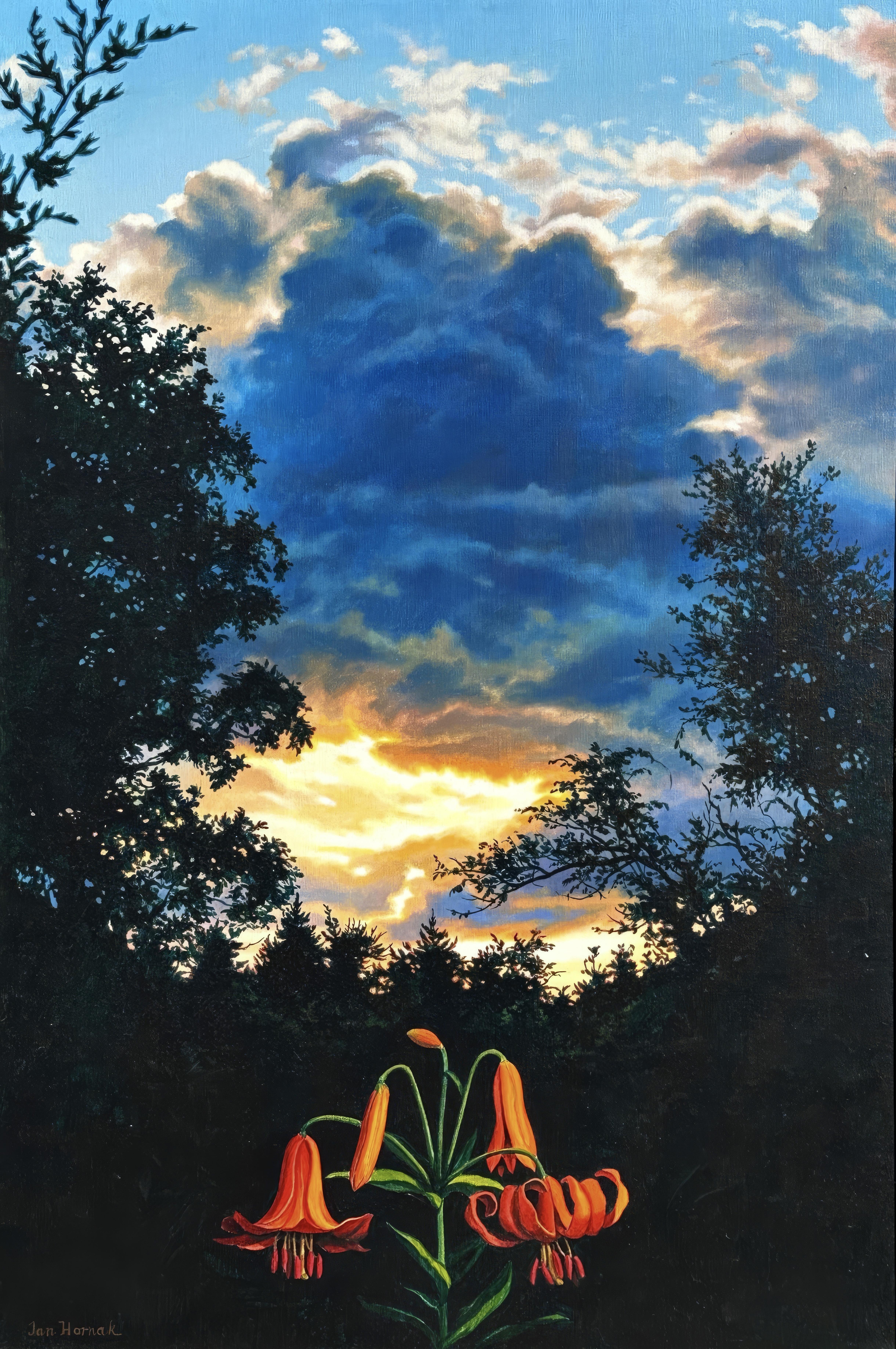 This exquisite acrylic painting by Ian Hornak (1944–2002), titled Landscape Painted for a Marriage, was executed in 1980. The masterfully conceived composition occupies a unique and deeply personal place within Hornak’s body of work, having been