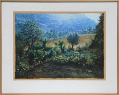 Italia, giardino, pioggia in arrivo - Pittura ad olio fotorealista di Ian Hornak