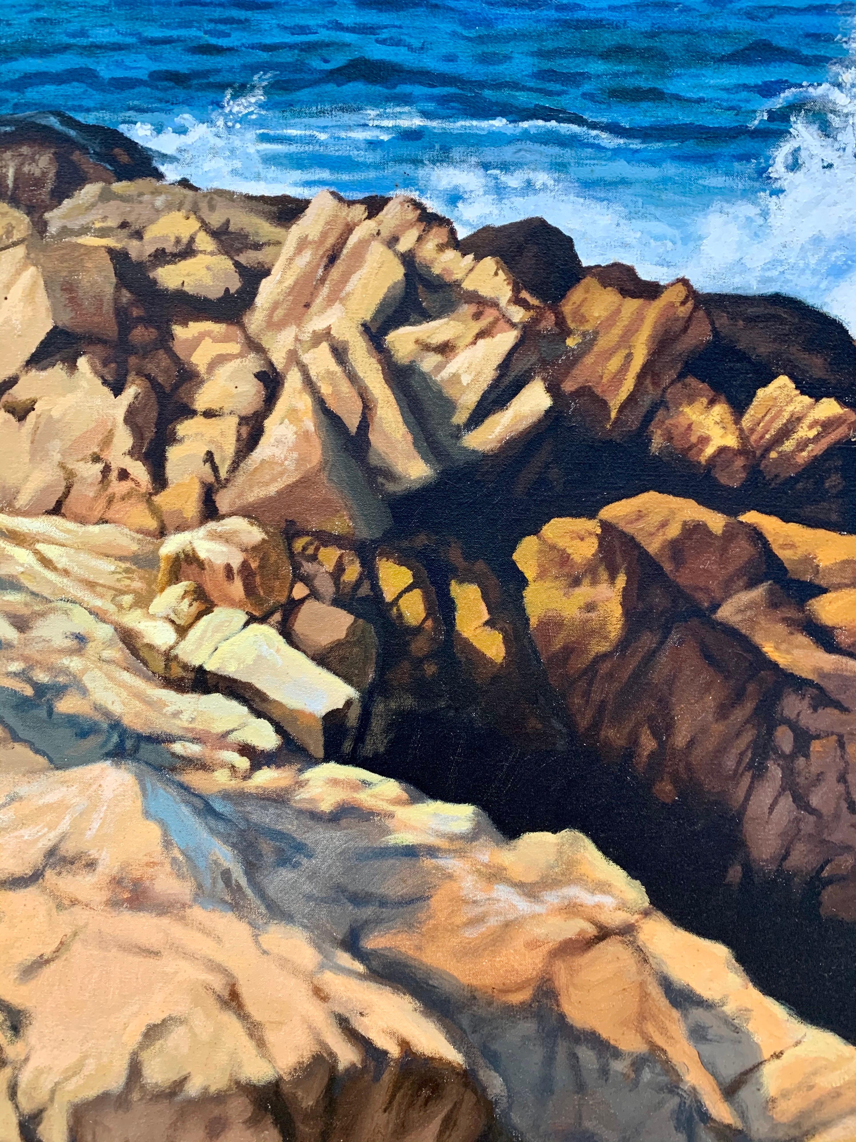 Lion’s Head Rock (East Hampton, New York) - Blue Still-Life Painting by Ian Hornak