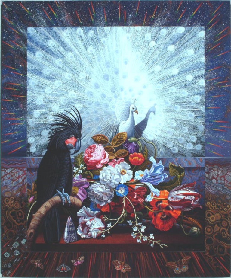 Ian Hornak Nocturne I White Peacock Black Cockatoo For Sale At 1stdibs