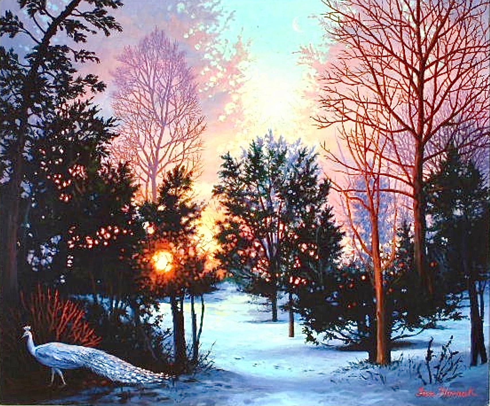 Ian Hornak Landscape Painting - Transparent Barricades, Variation V, Winter Light