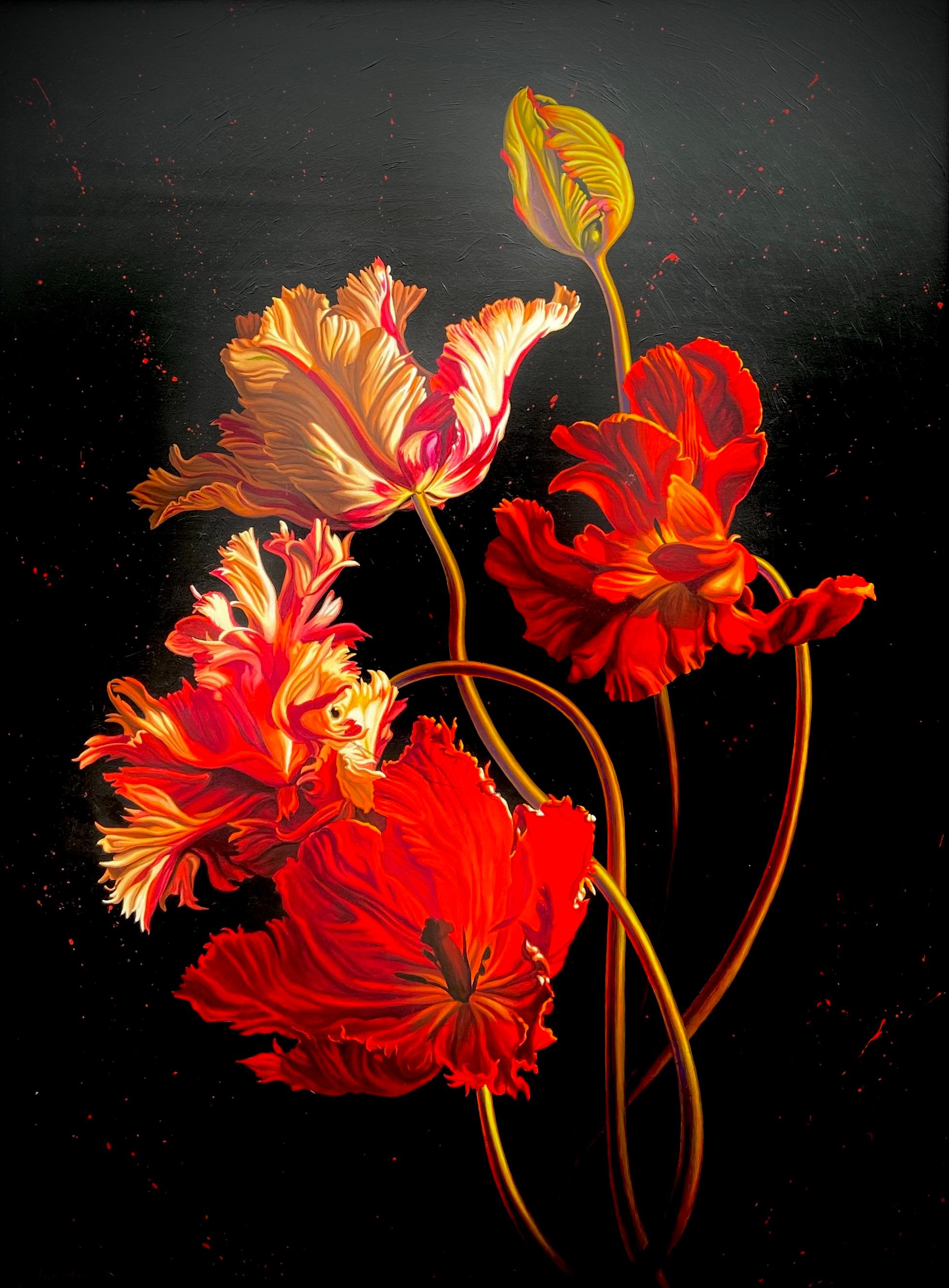 Tulips of the Red Stars - Painting by Ian Hornak
