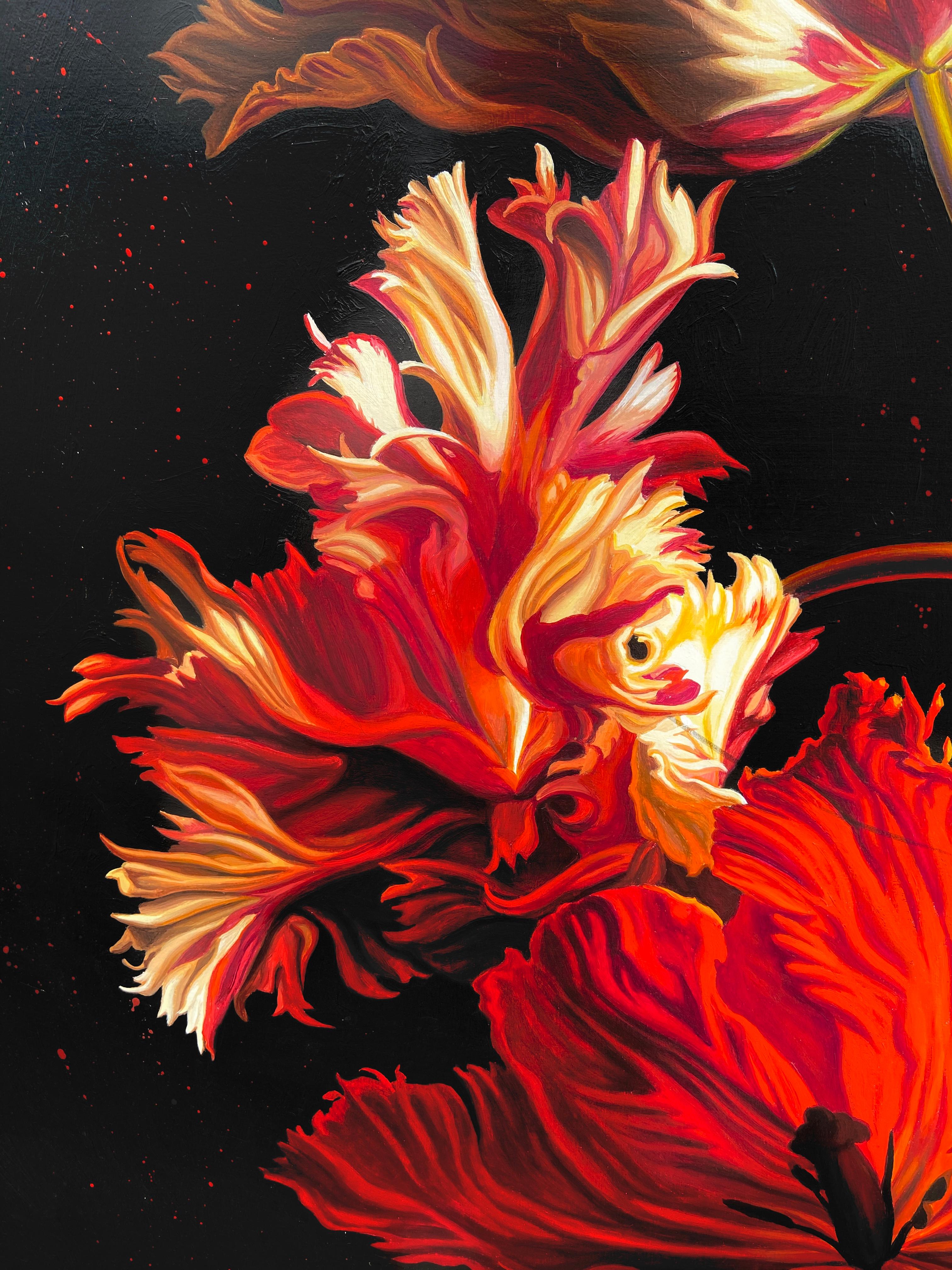 Tulipani delle Stelle Rosse - Painting Fotorealista di Ian Hornak