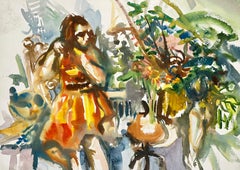 Untitled (Abstract Figure with Flowers)