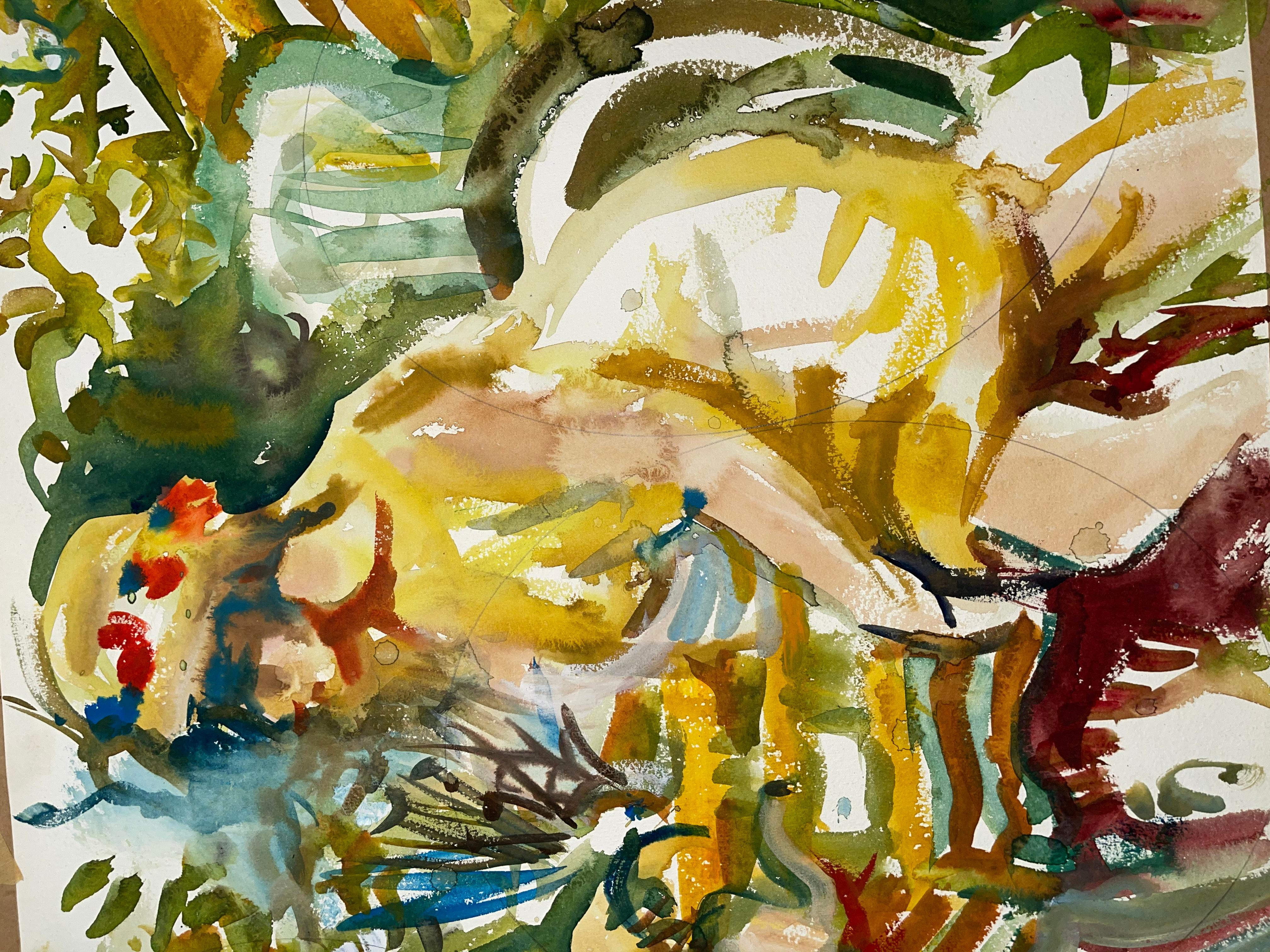 Artista: Ian Hornak (1944-2002)
Titolo: Senza titolo (Figure astratte con fiori)
Anno: 1963
Mezzo di comunicazione: Acquerello su carta d'archivio pesante
Dimensioni: 29,5 x 21 pollici
Condizioni: Buono
Provenienza: Proprietà di Ian Hornak, East