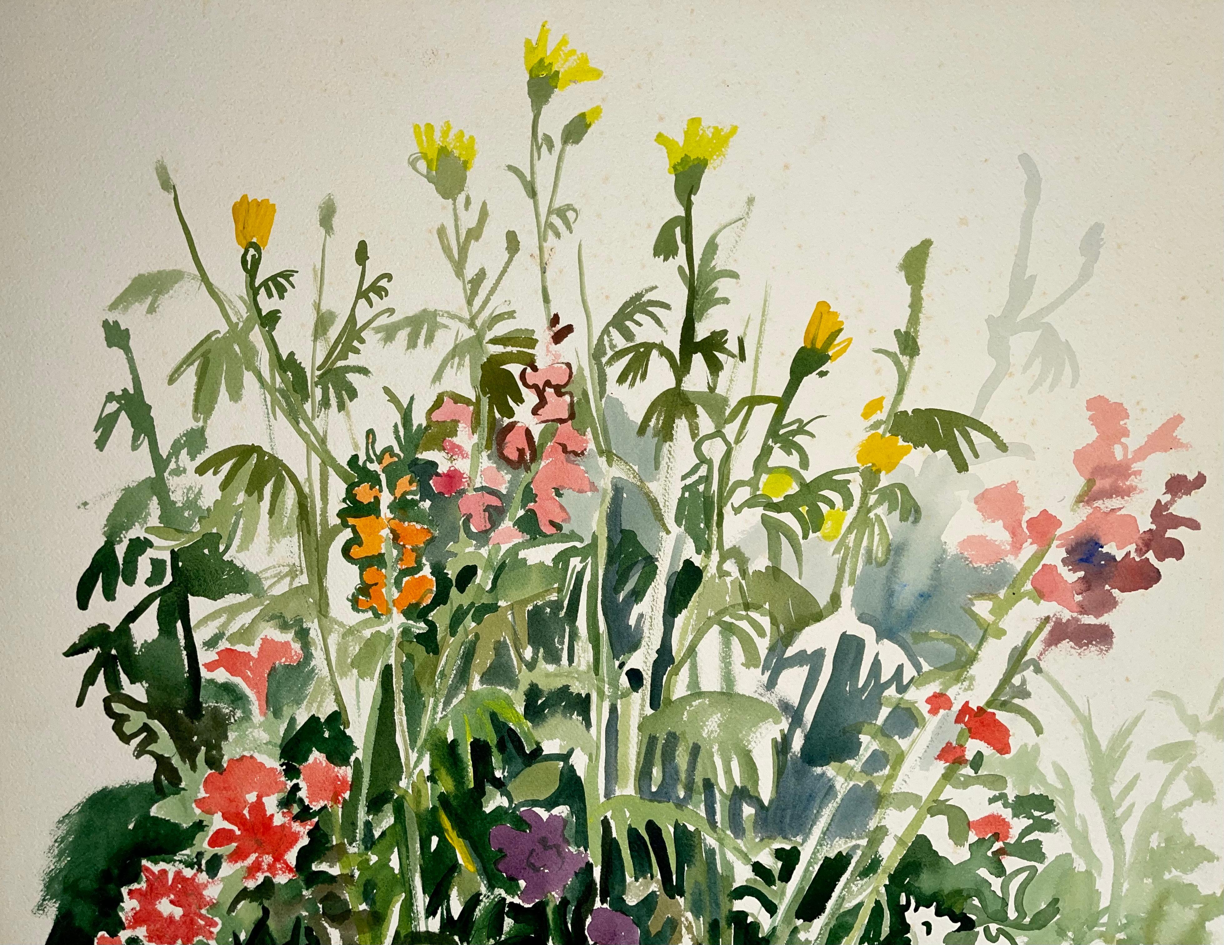 Ohne Titel (Abstraktes Gartenstillleben mit Blumen und Pflanzen) – Painting von Ian Hornak
