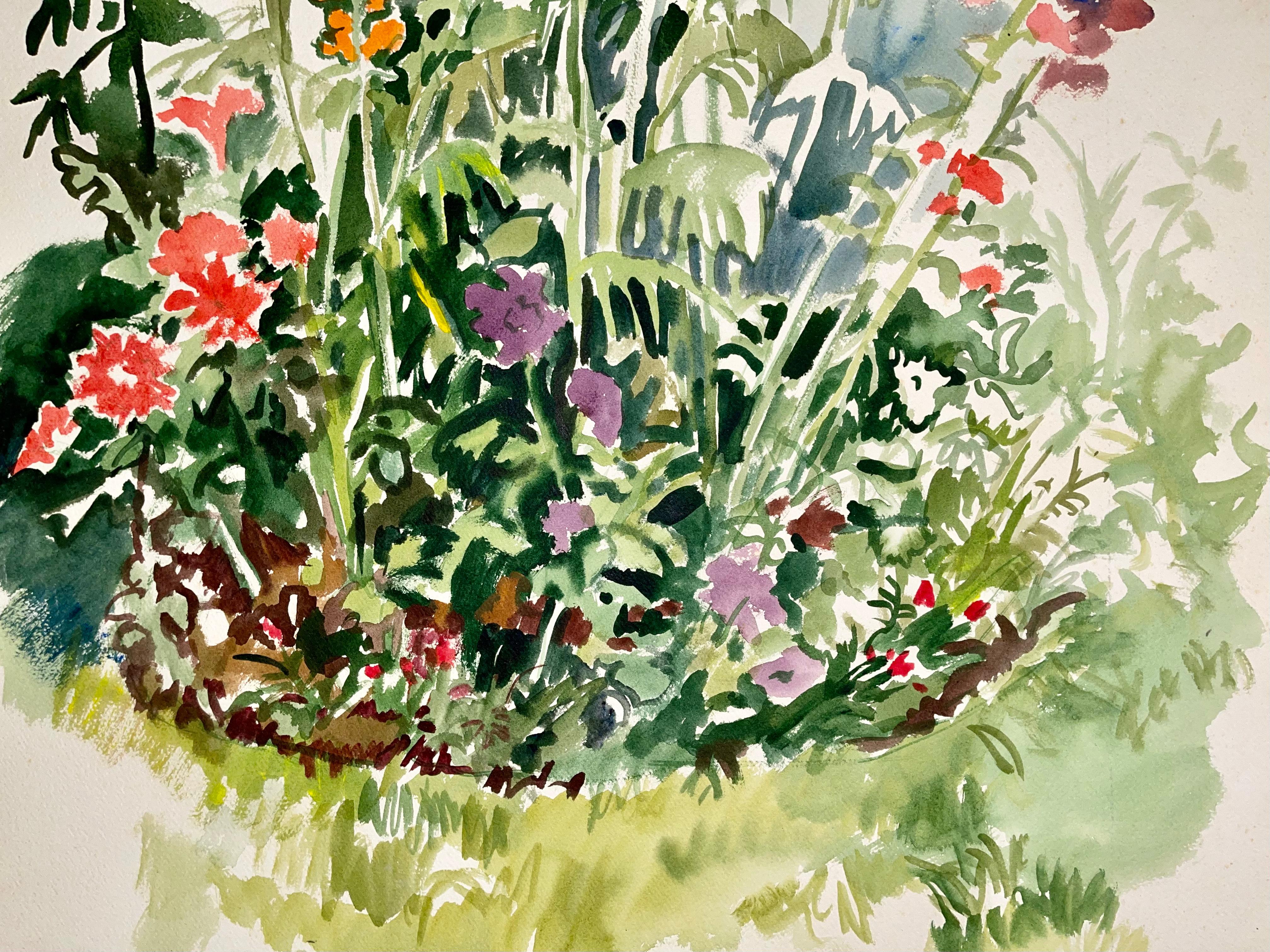 Ohne Titel (Abstraktes Gartenstillleben mit Blumen und Pflanzen) (Impressionismus), Painting, von Ian Hornak
