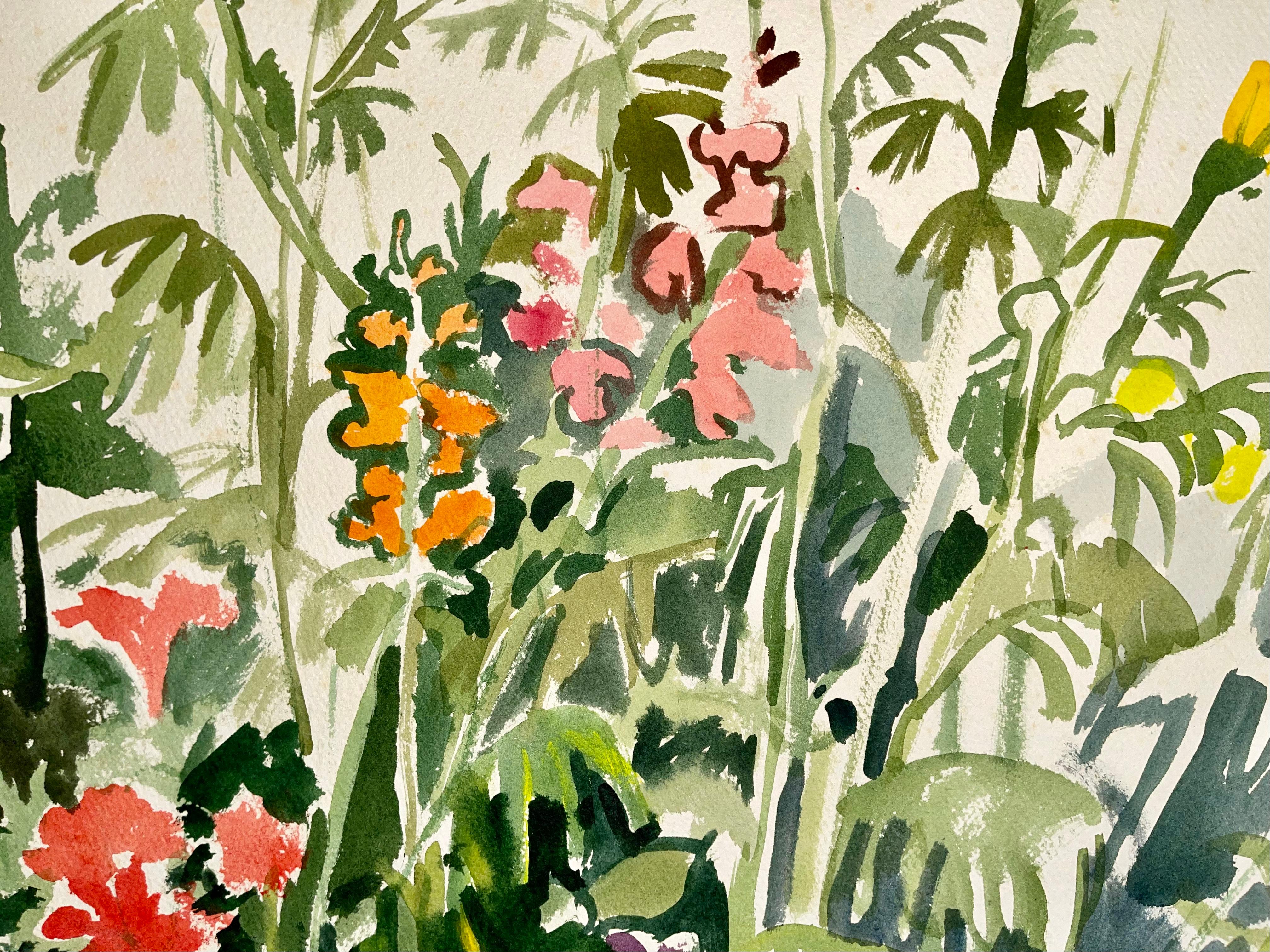 Ohne Titel (Abstraktes Gartenstillleben mit Blumen und Pflanzen) im Angebot 1