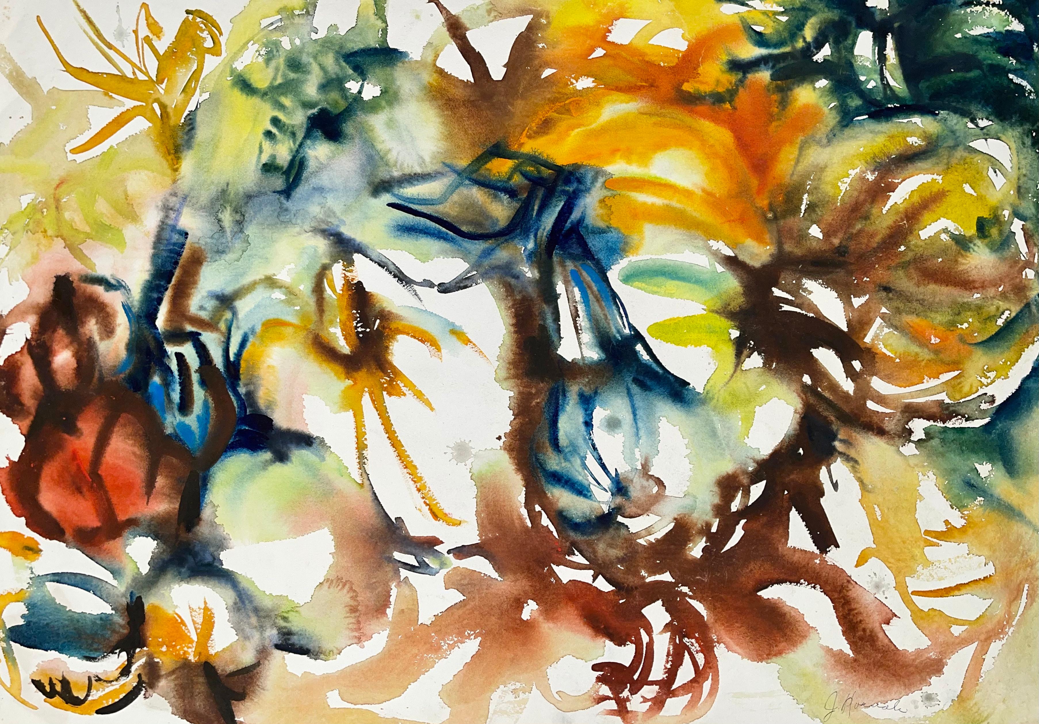 Sin título (Bodegón abstracto de jardín con plantas y calabazas), Ian Hornak
