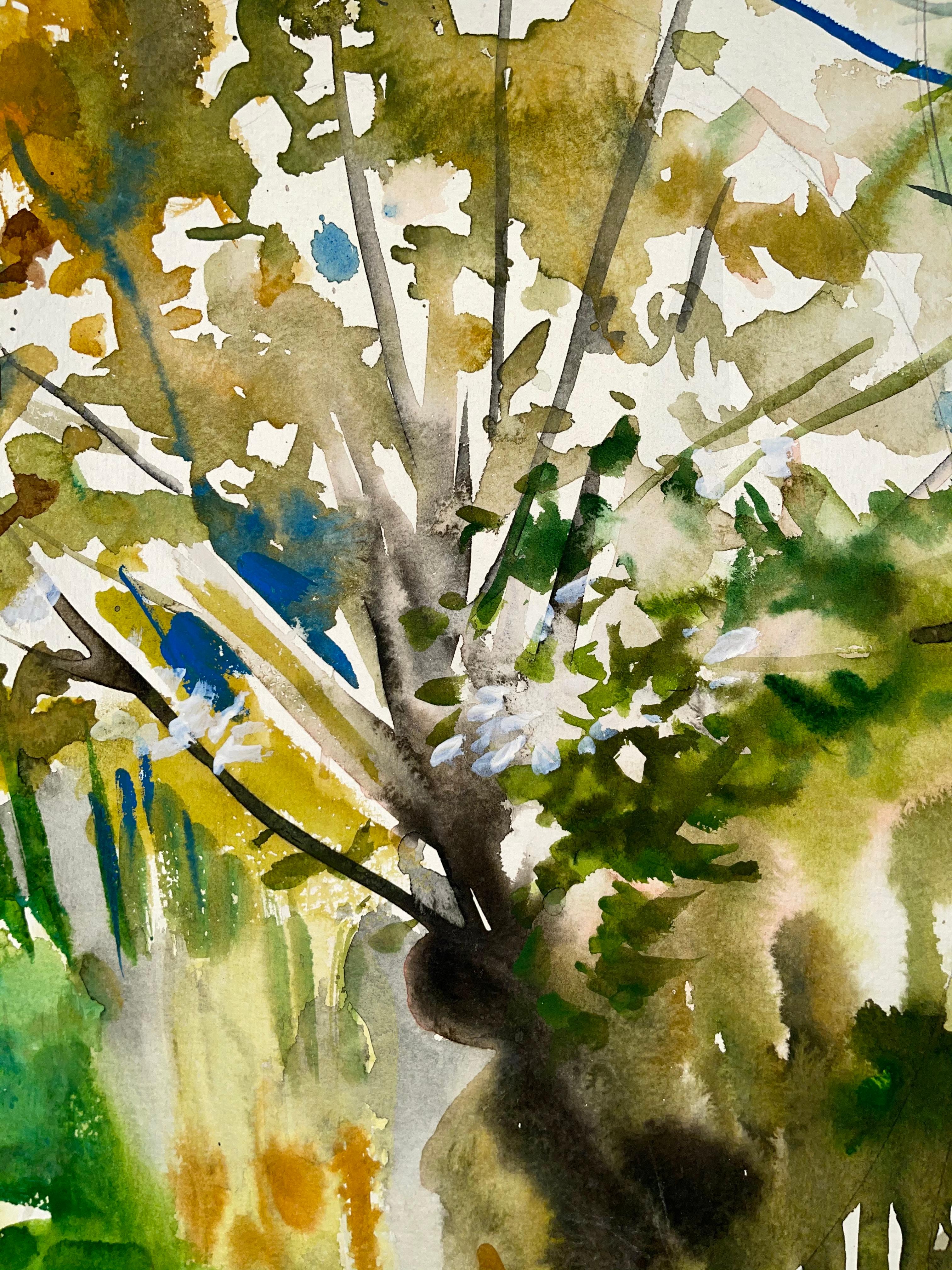 Sans titre ( Paysage abstrait avec arbre à fleurs) en vente 1