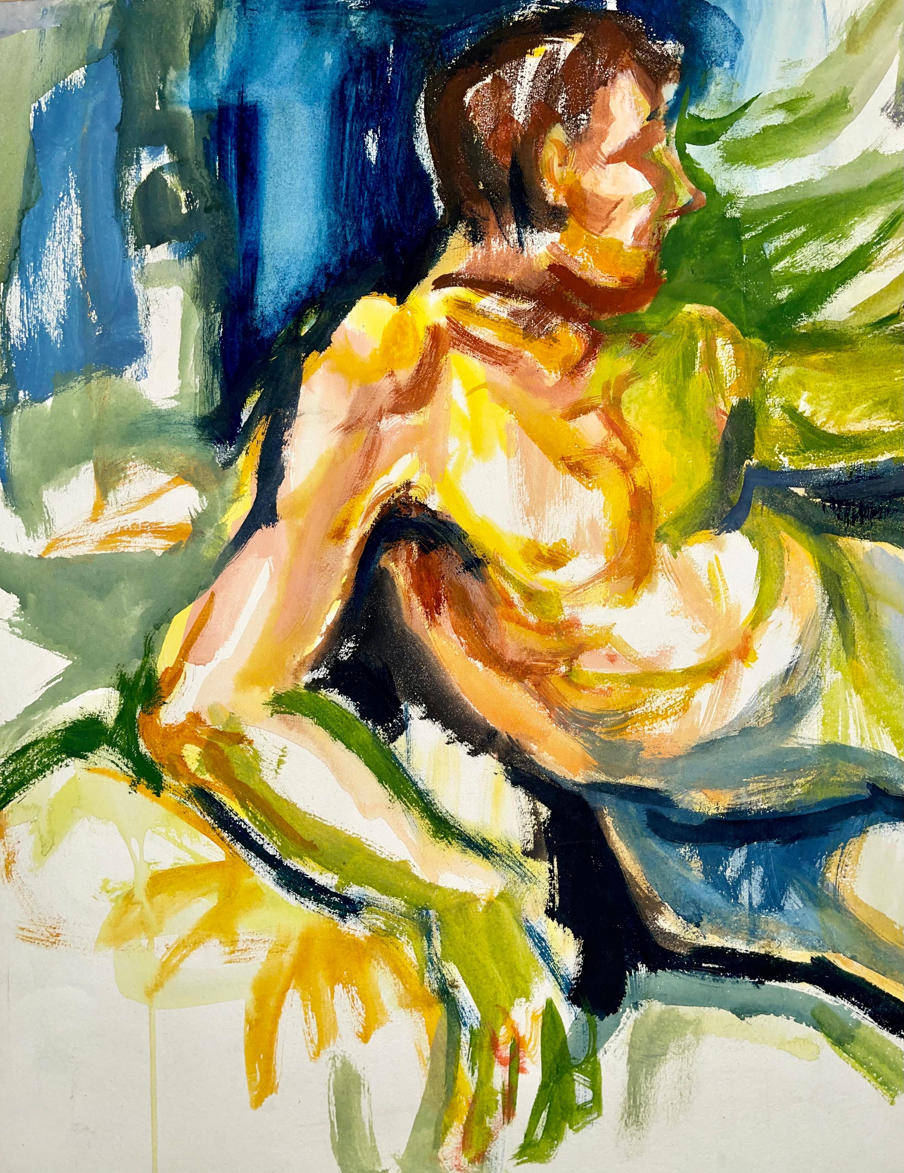 Senza titolo (Nudo astratto reclinato maschile) - Painting di Ian Hornak