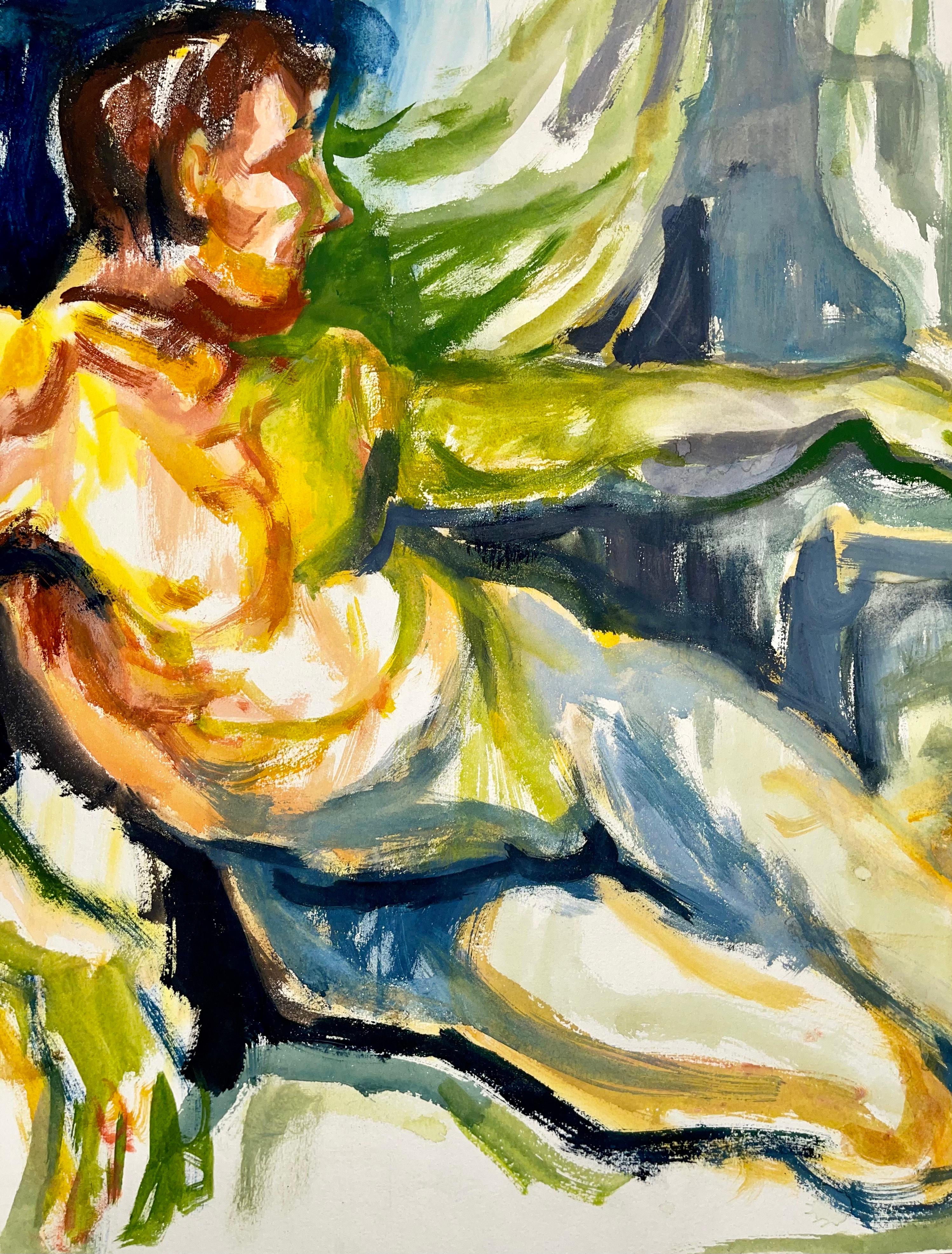 Senza titolo (Nudo astratto reclinato maschile) - Painting Impressionismo di Ian Hornak