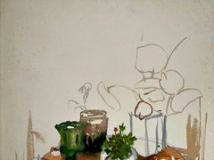 Untitled (Abstract Patio Still Life with Flowers, Plants and Pots)