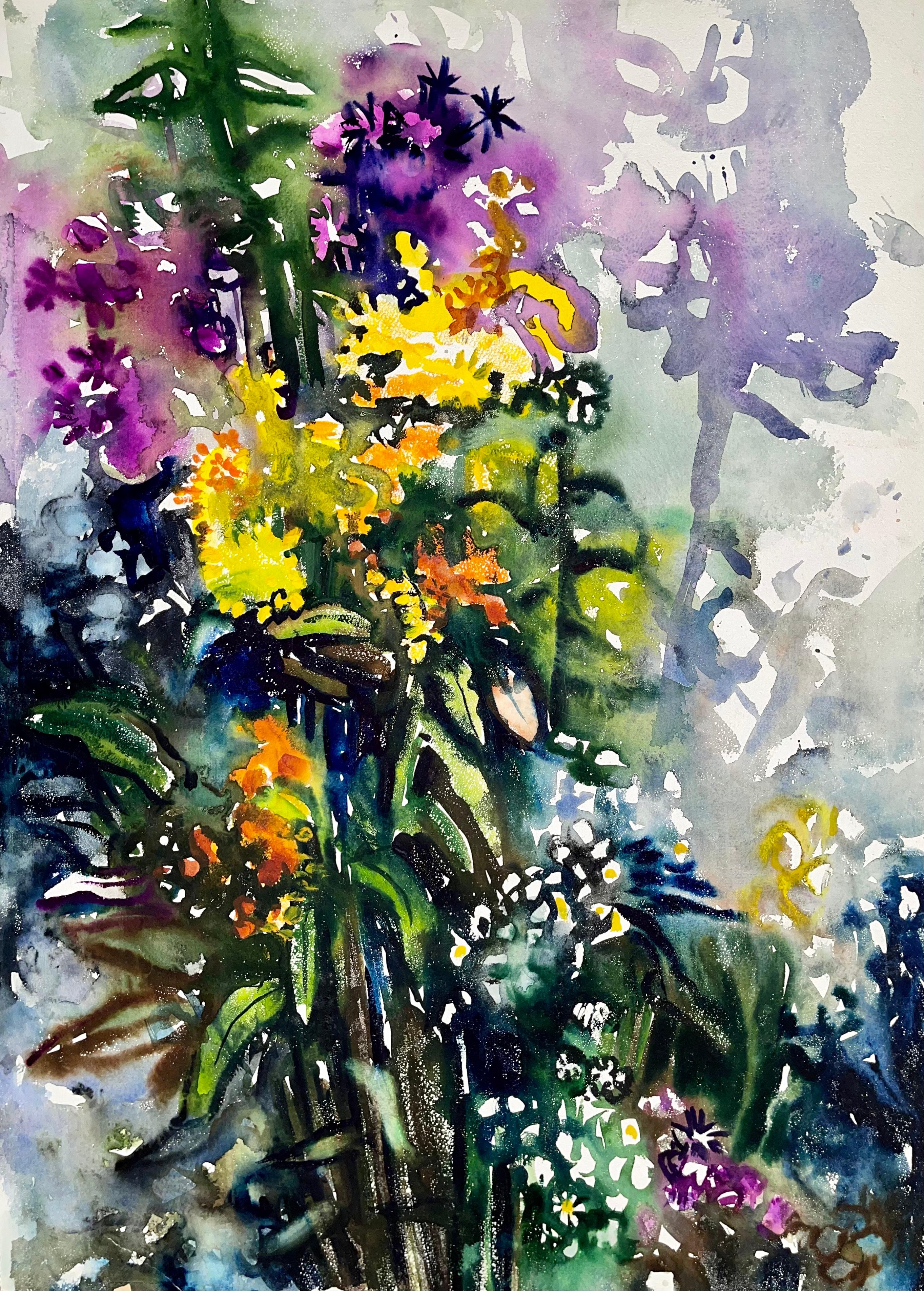 Ian Hornak Still-Life Painting - Untitled (Abstract Still Life with Cascading Flowers)