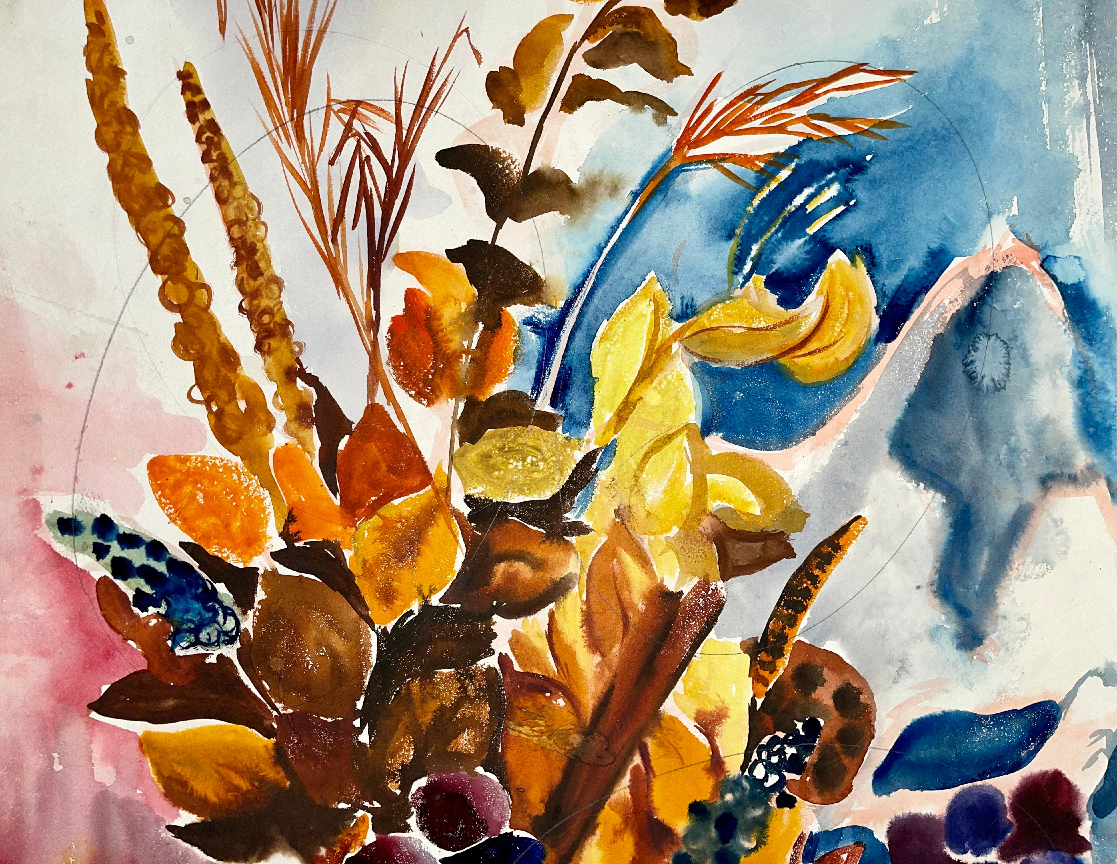 Untitled (Abstract Still Life with Flowers and Fruit) - Painting by Ian Hornak