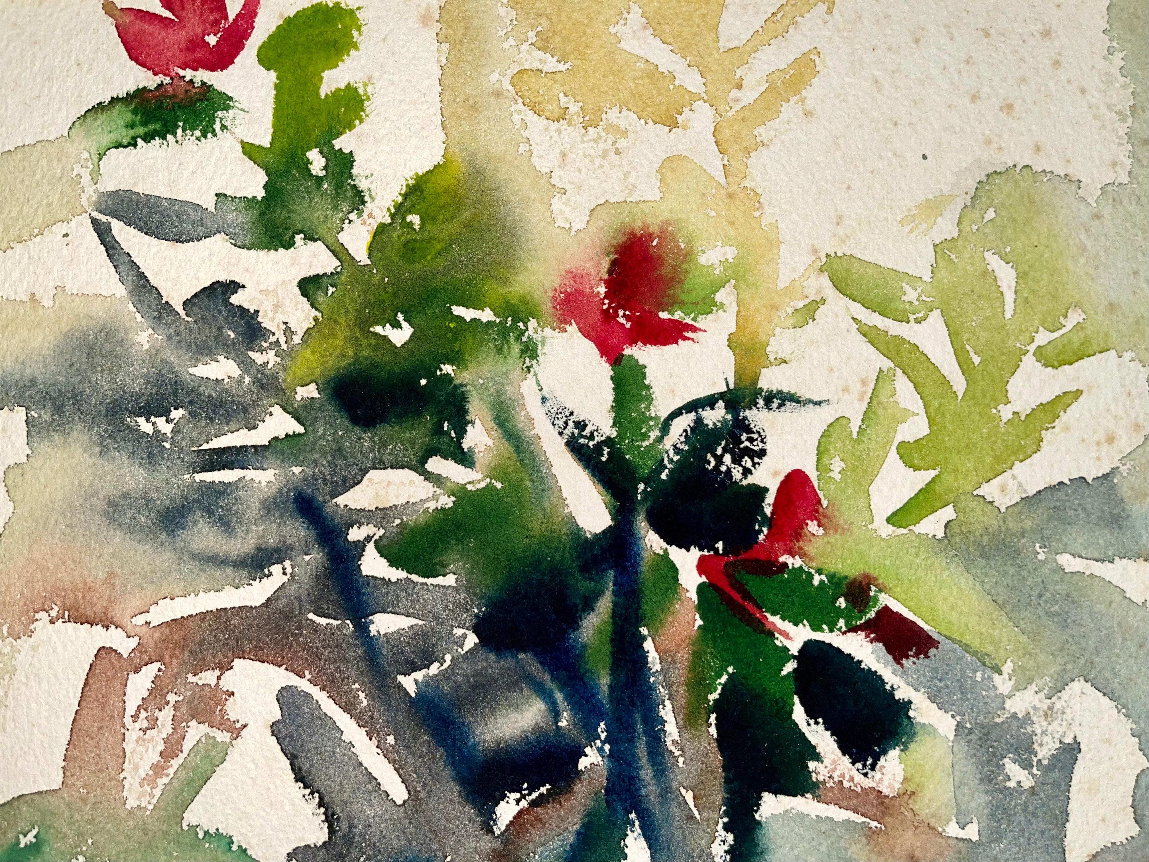 Sans titre (Nature morte abstraite avec fleurs et fruits) - Painting de Ian Hornak