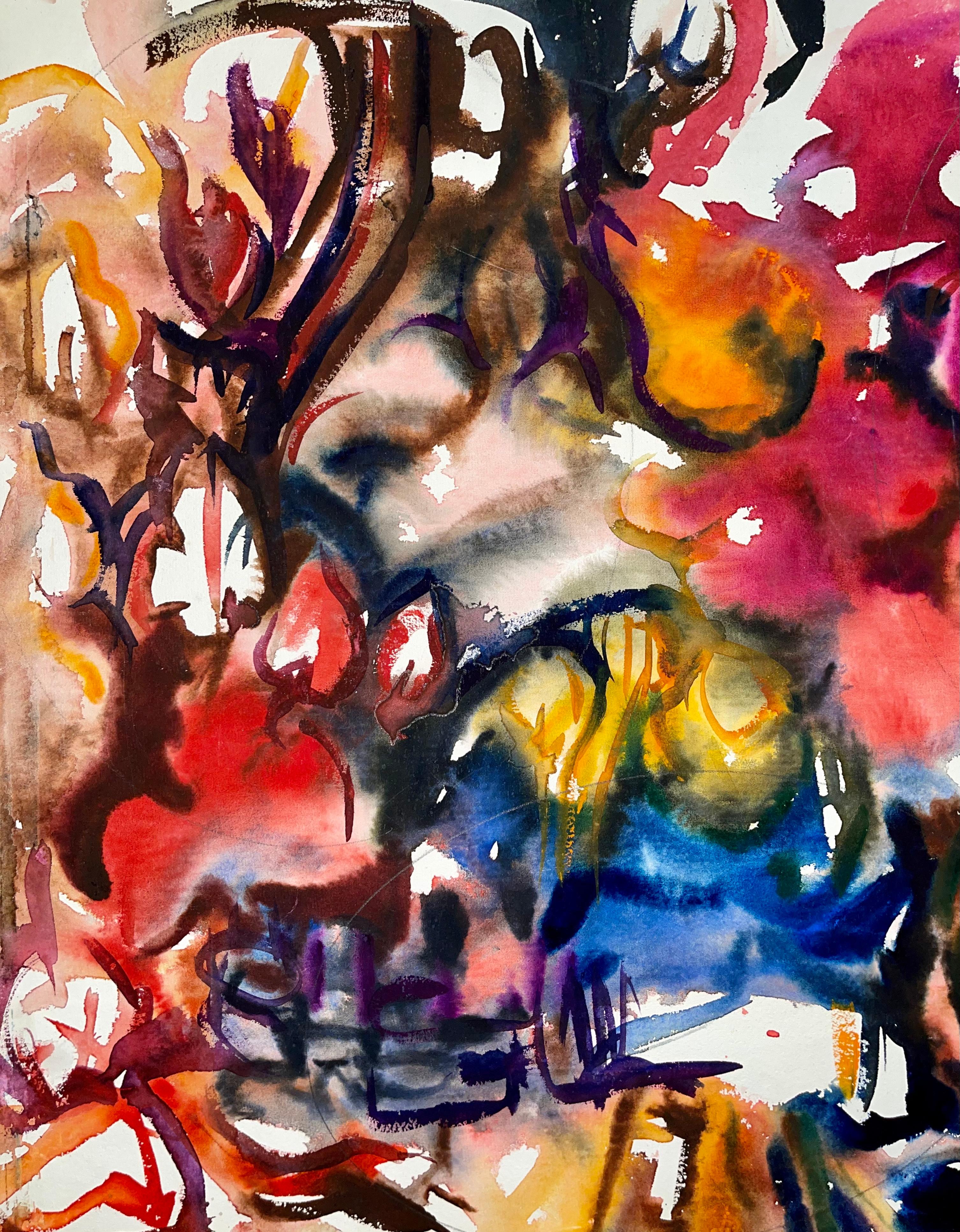 Untitled (Abstract Still Life with Flowers and Fruit) - Painting by Ian Hornak