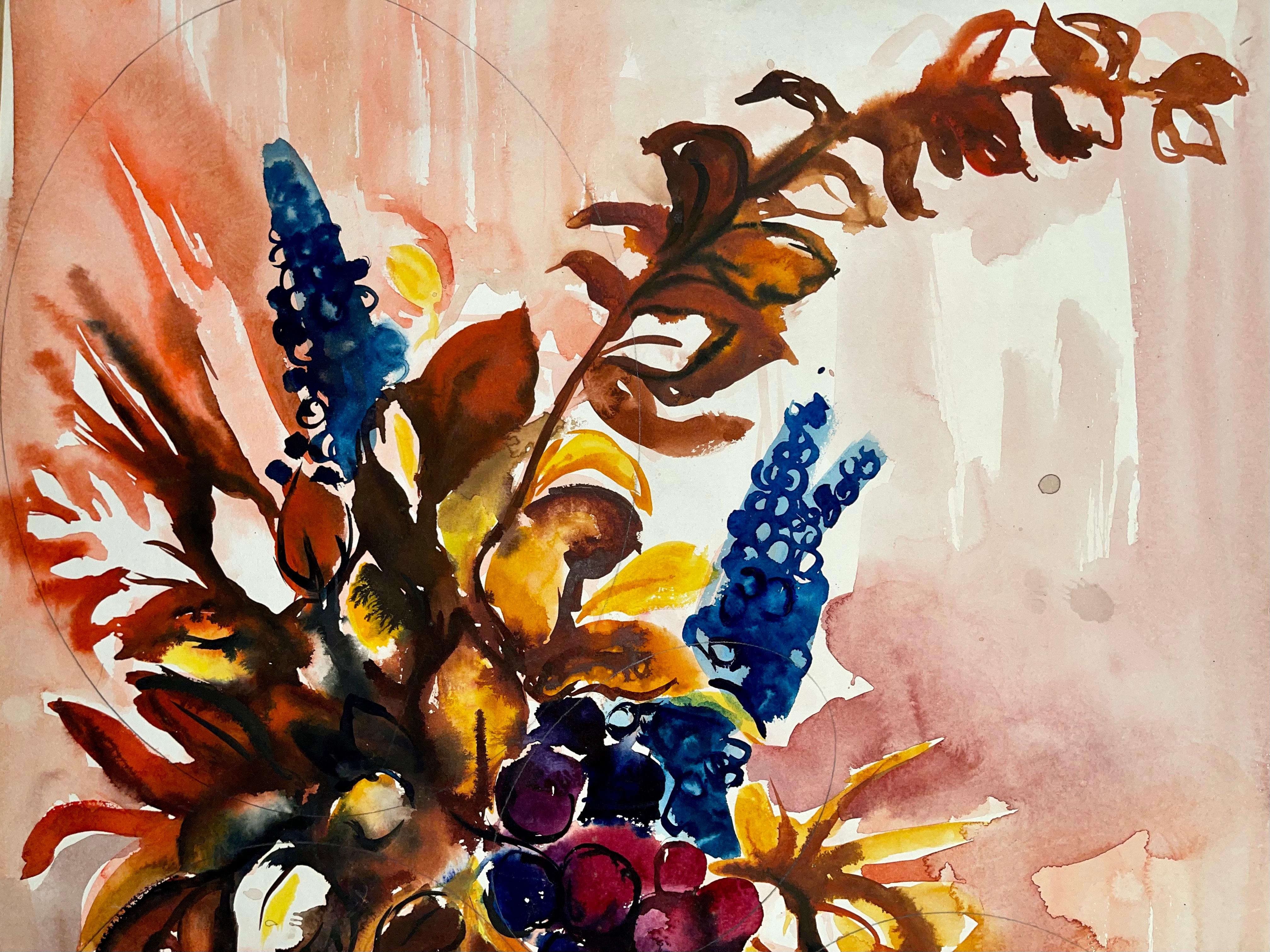 Untitled (Abstract Still Life with Flowers and Fruit) - Painting by Ian Hornak