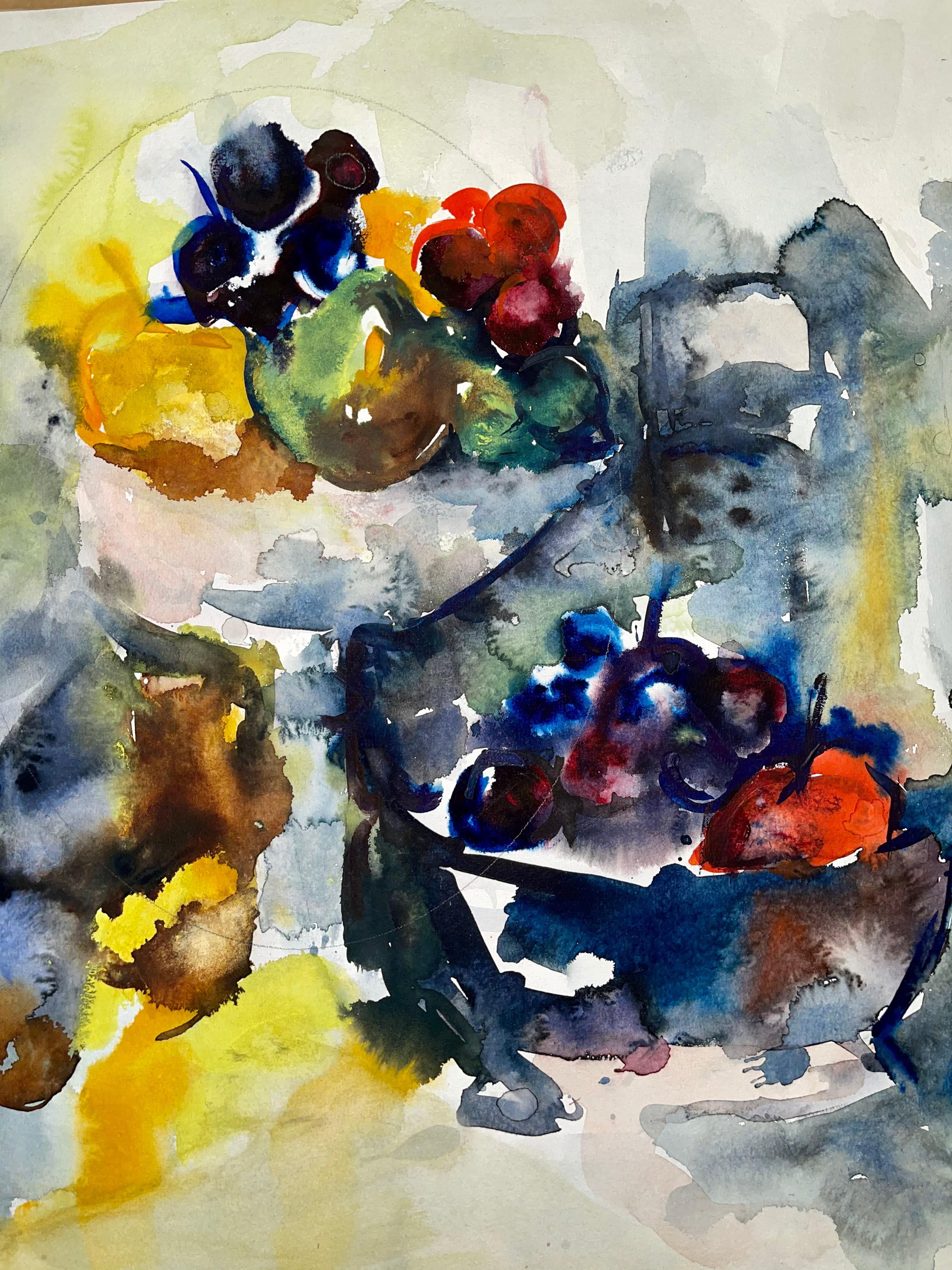 Sin título (Naturaleza muerta abstracta con flores y frutas) - Painting Impresionista de Ian Hornak