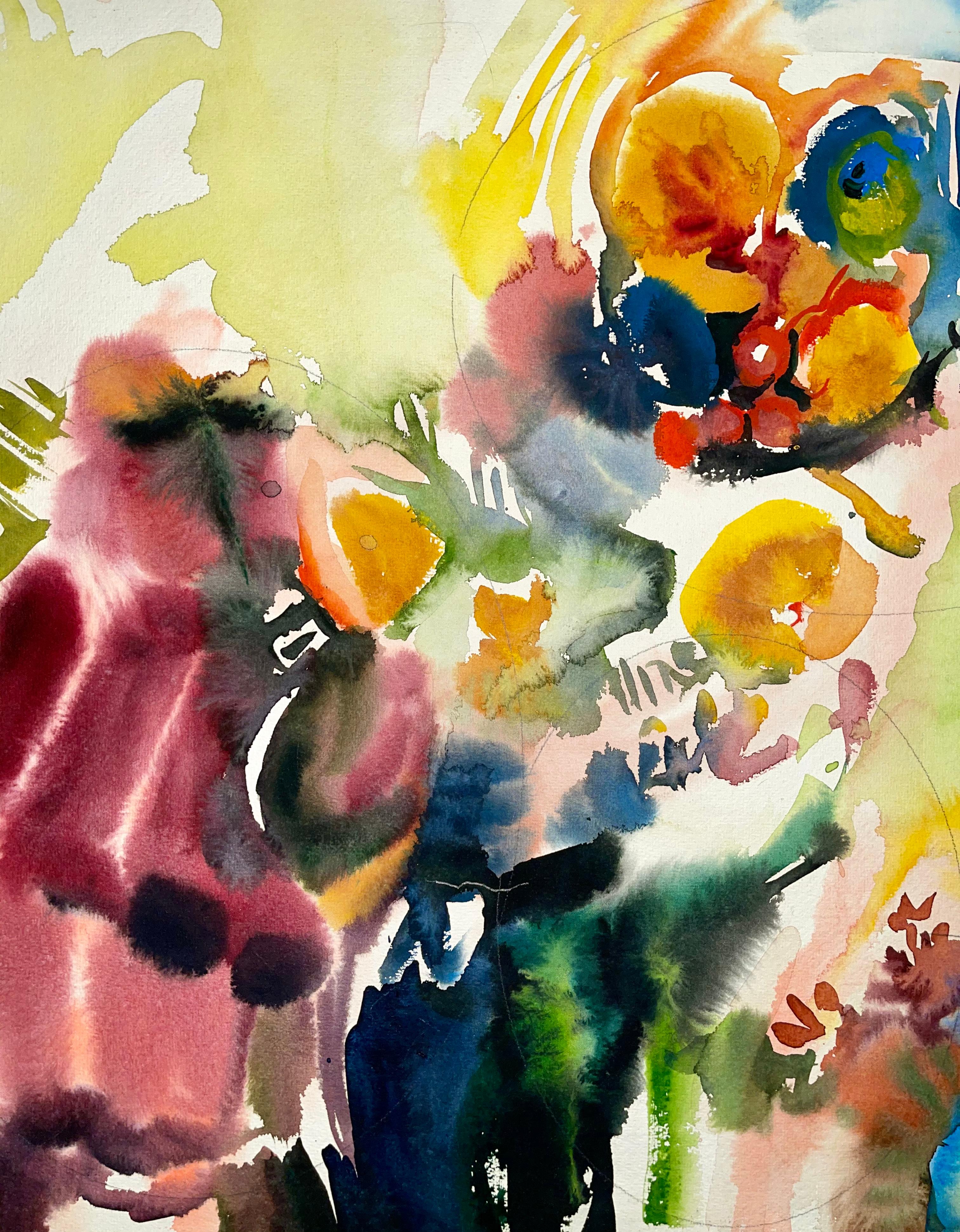 Sans titre (Nature morte abstraite avec fleurs et fruits) - Impressionnisme Painting par Ian Hornak