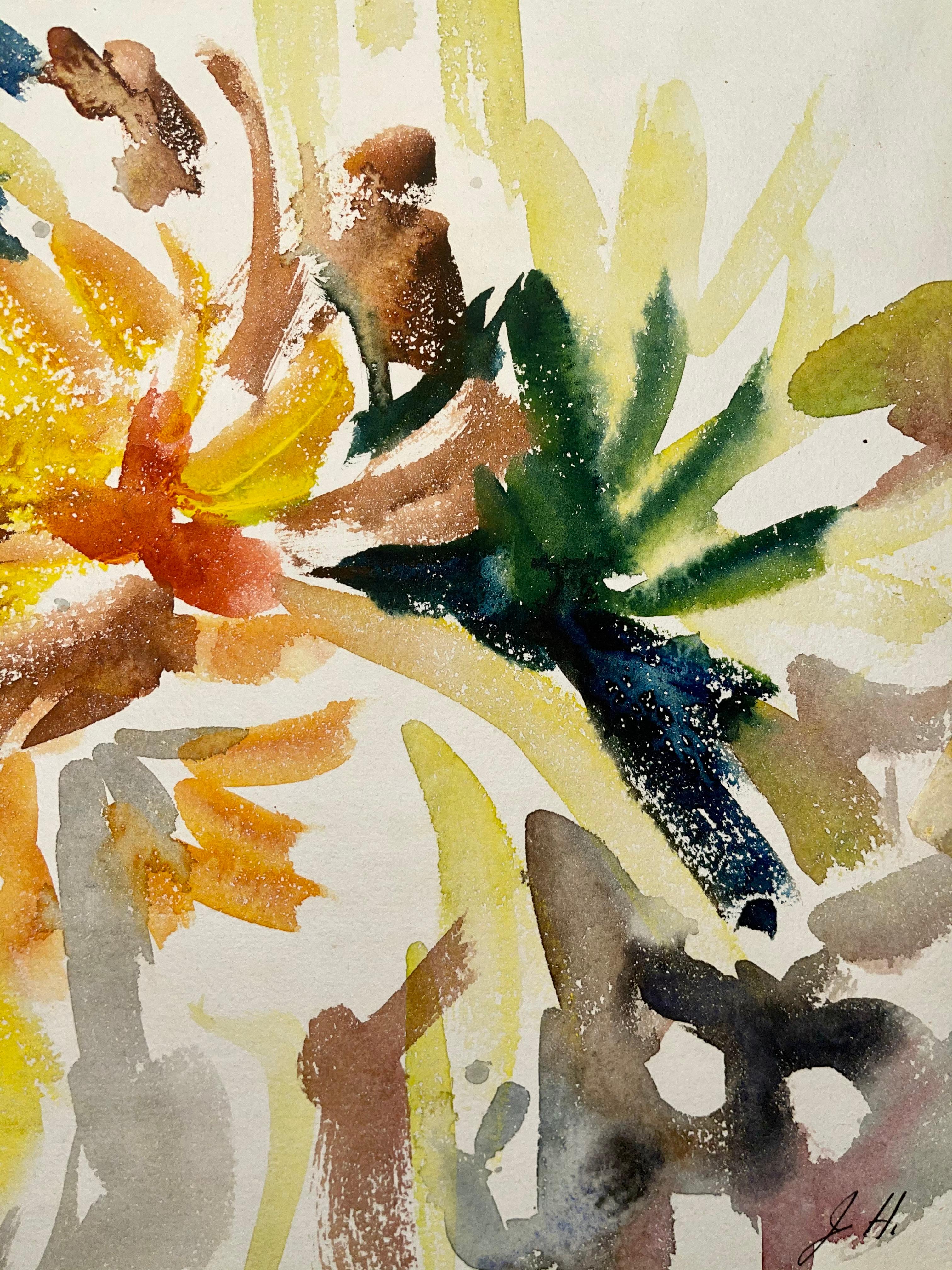 Sans titre (Nature morte abstraite avec fleurs et fruits) - Impressionnisme Painting par Ian Hornak