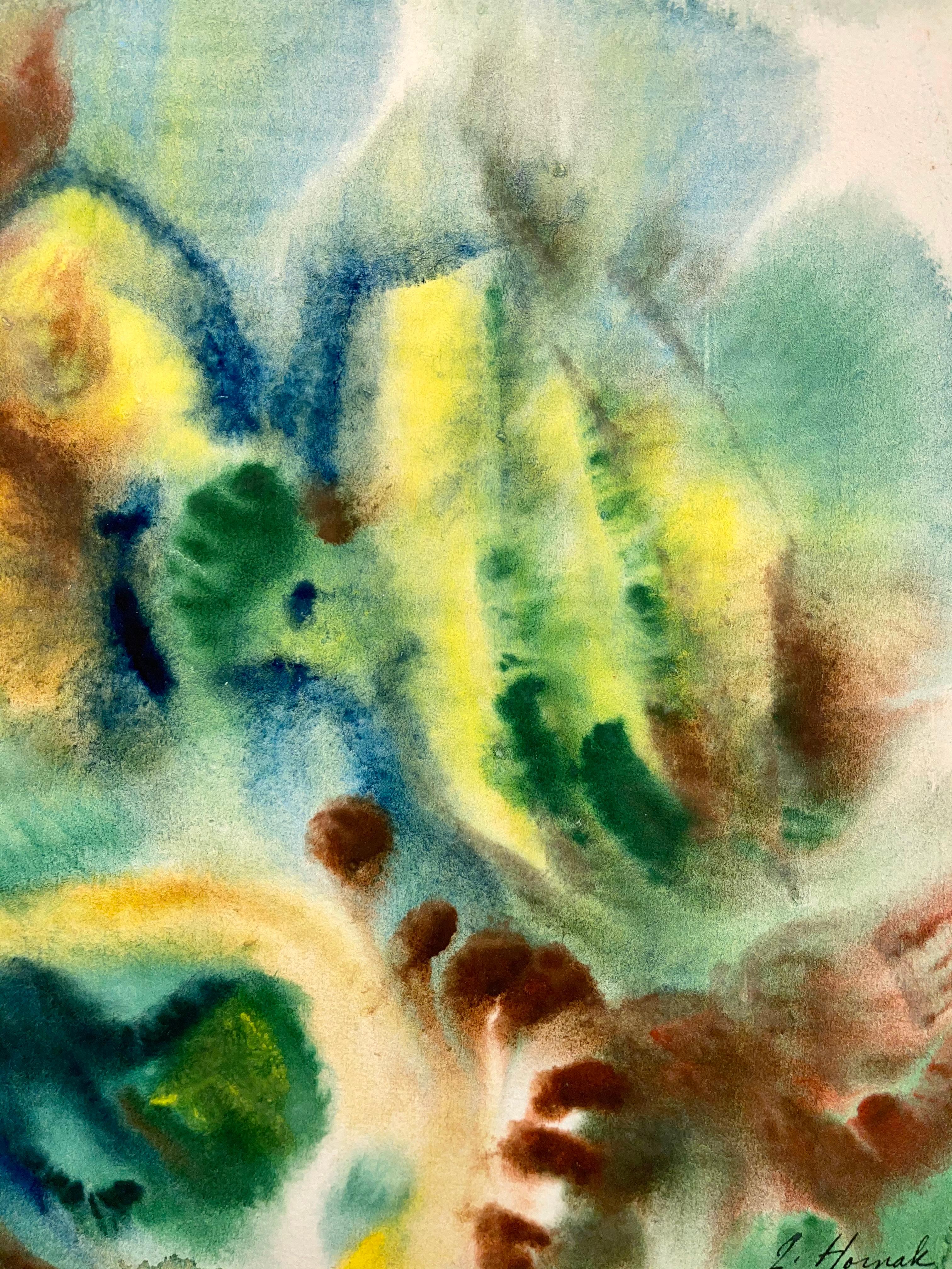Untitled (Abstract Still Life with Flowers and Fruit) - Impressionist Painting by Ian Hornak