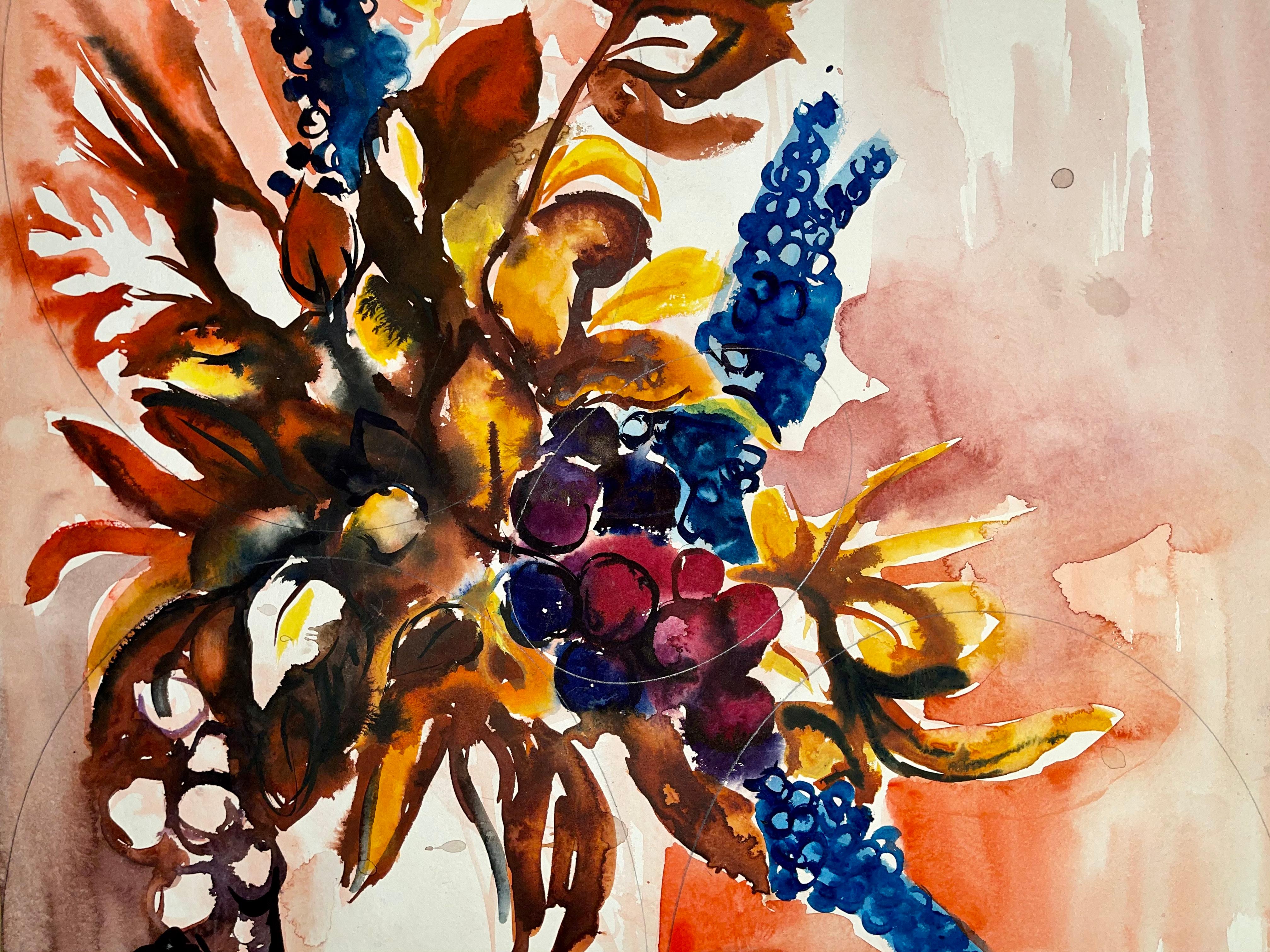 Artista: Ian Hornak (1944-2002)
Título: Sin título (Naturaleza muerta abstracta con flores y frutas)
Año: 1963
Técnica: Acuarela sobre papel de archivo grueso
Tamaño: 29,5 x 21 pulgadas
Estado: Bueno
Procedencia: Patrimonio de Ian Hornak, East
